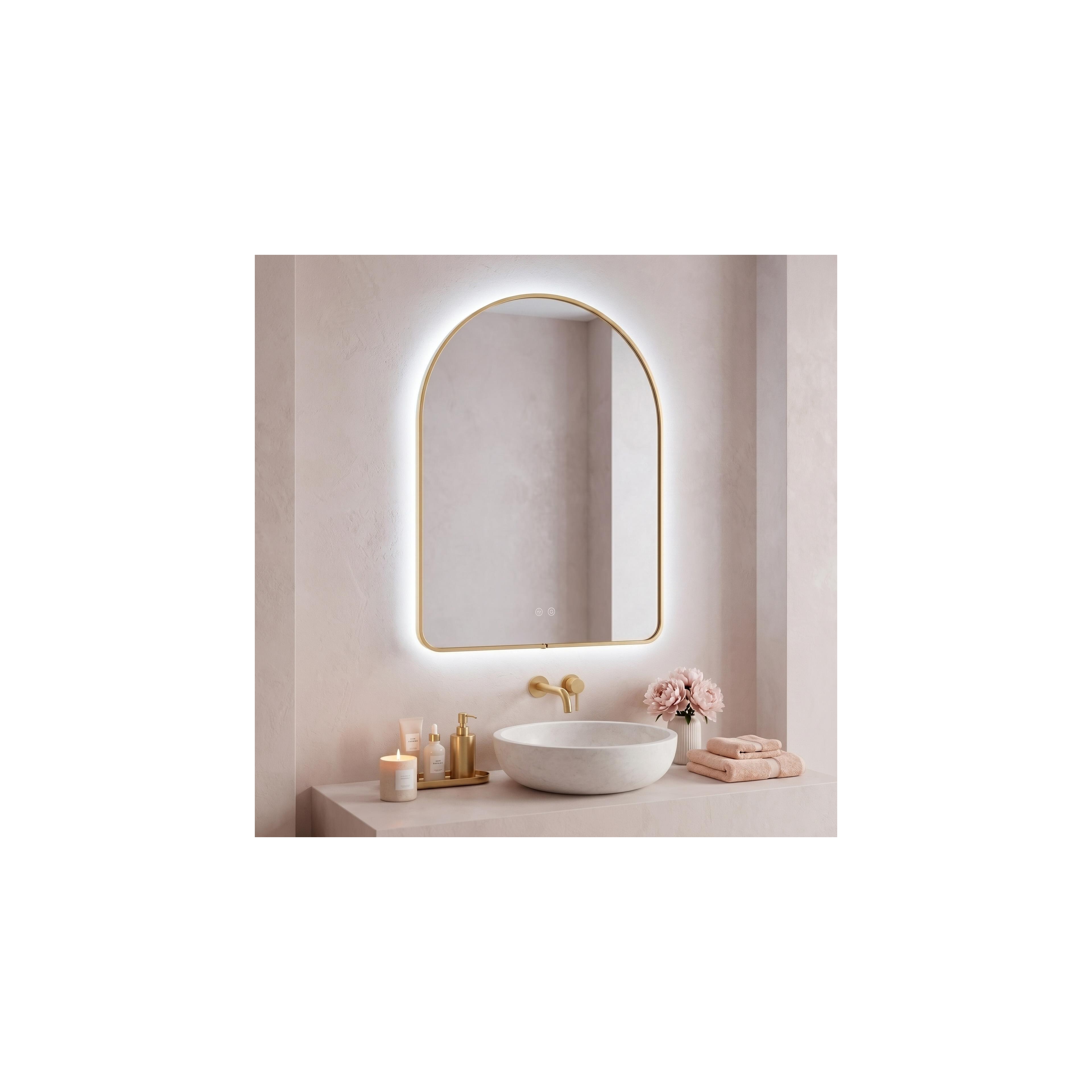 Stensko ogledalo LED 80x60cm CAMLOT Brush Gold