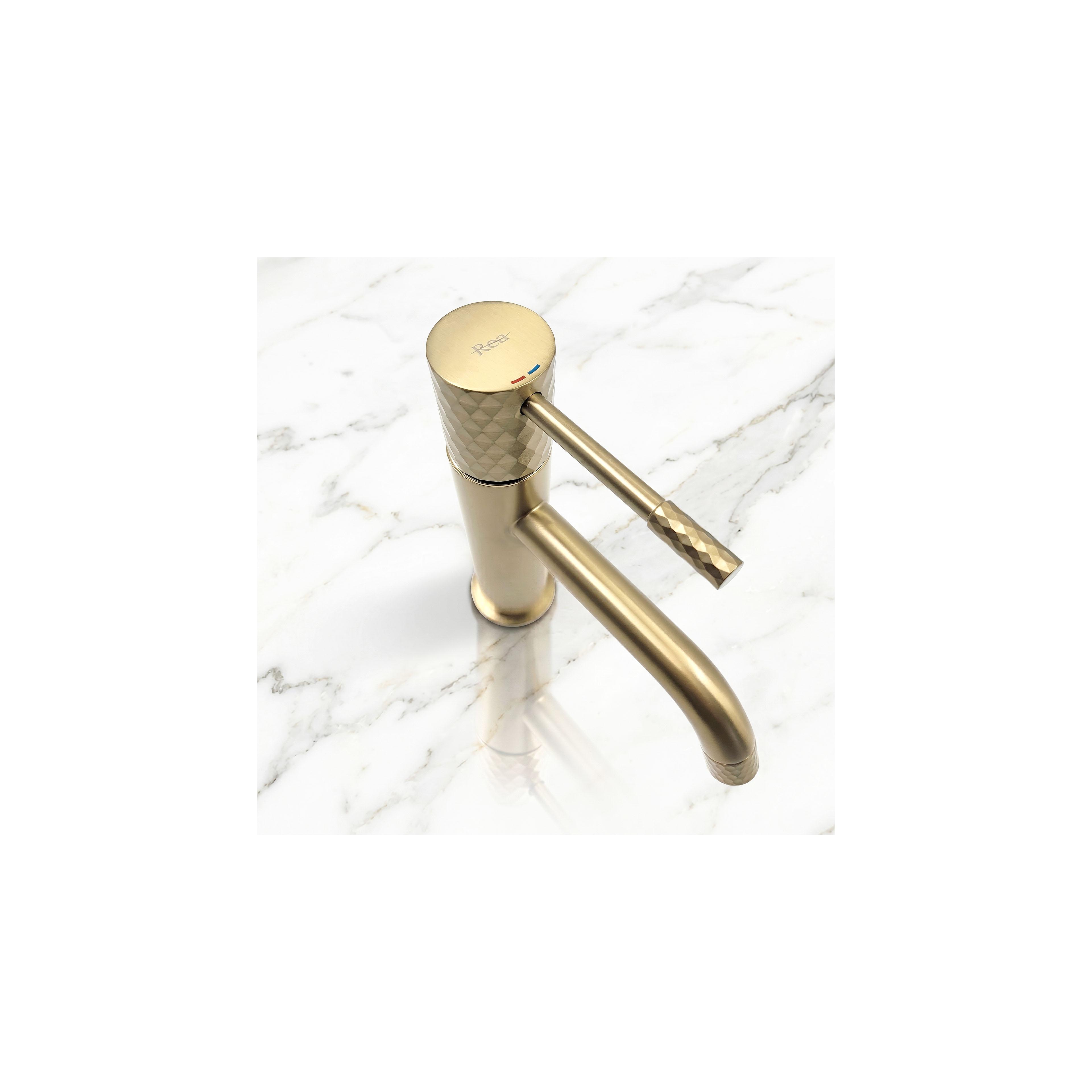 Umyvadlová baterie Rea Lungo Diamond - Brush Gold vysoká