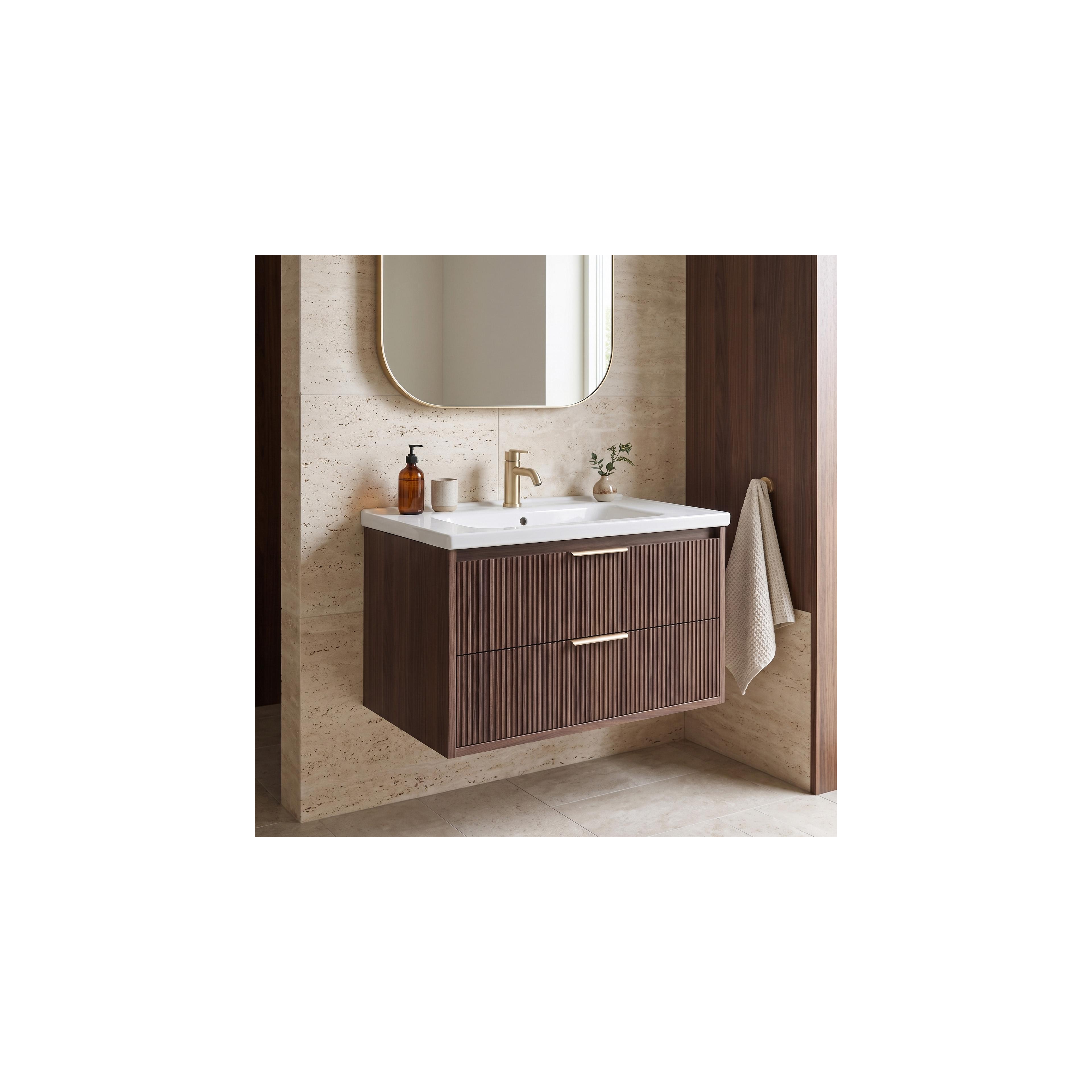 Szafka łazienkowa z umywalką Rea Sherry 80cm Brown Walnut
