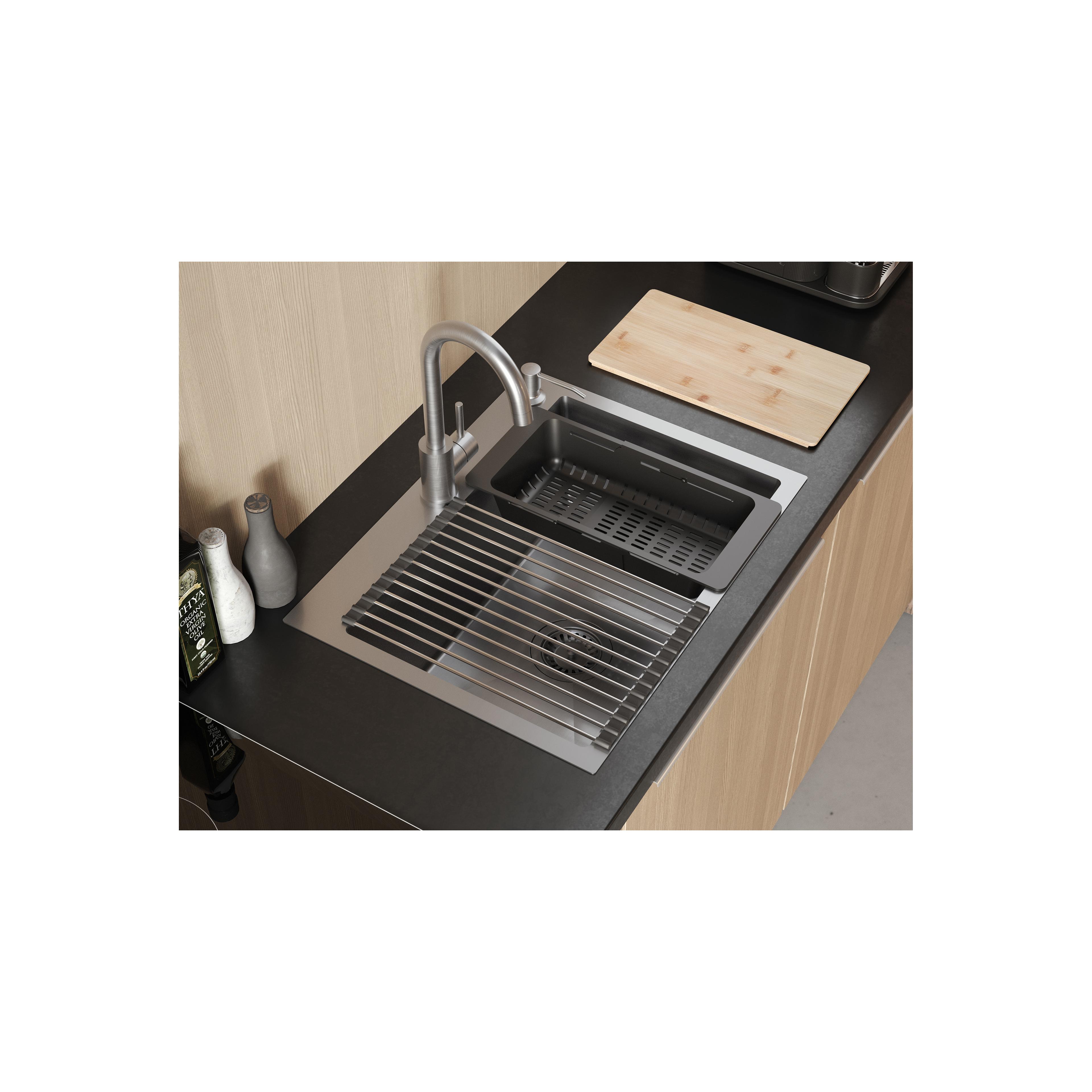 Edelstahlspüle LUKE 110 WORKSTATION BRUSH NICKEL