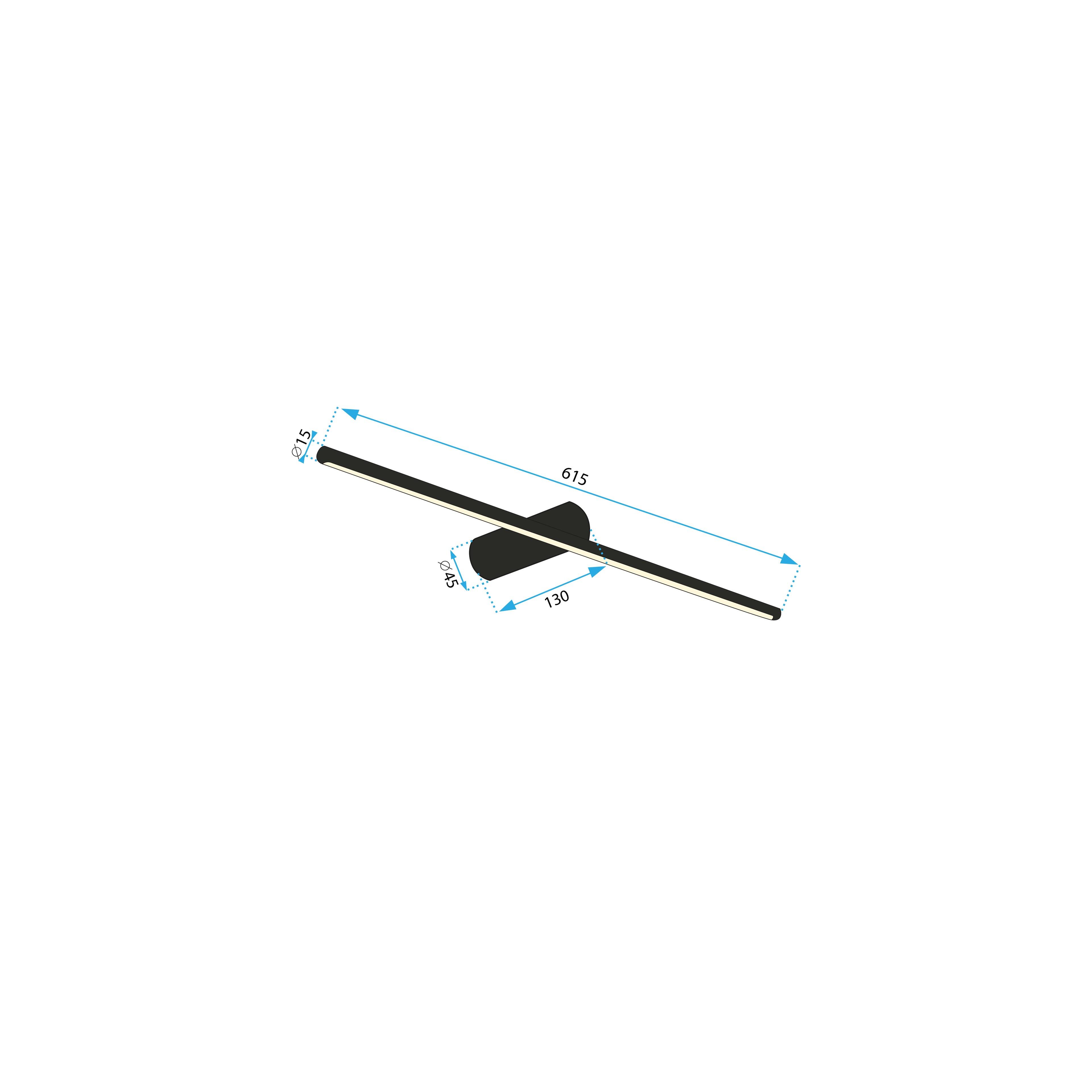 LED KYLPYHUONEEN SEINÄVALAISIN 60cm APP1342-W Musta