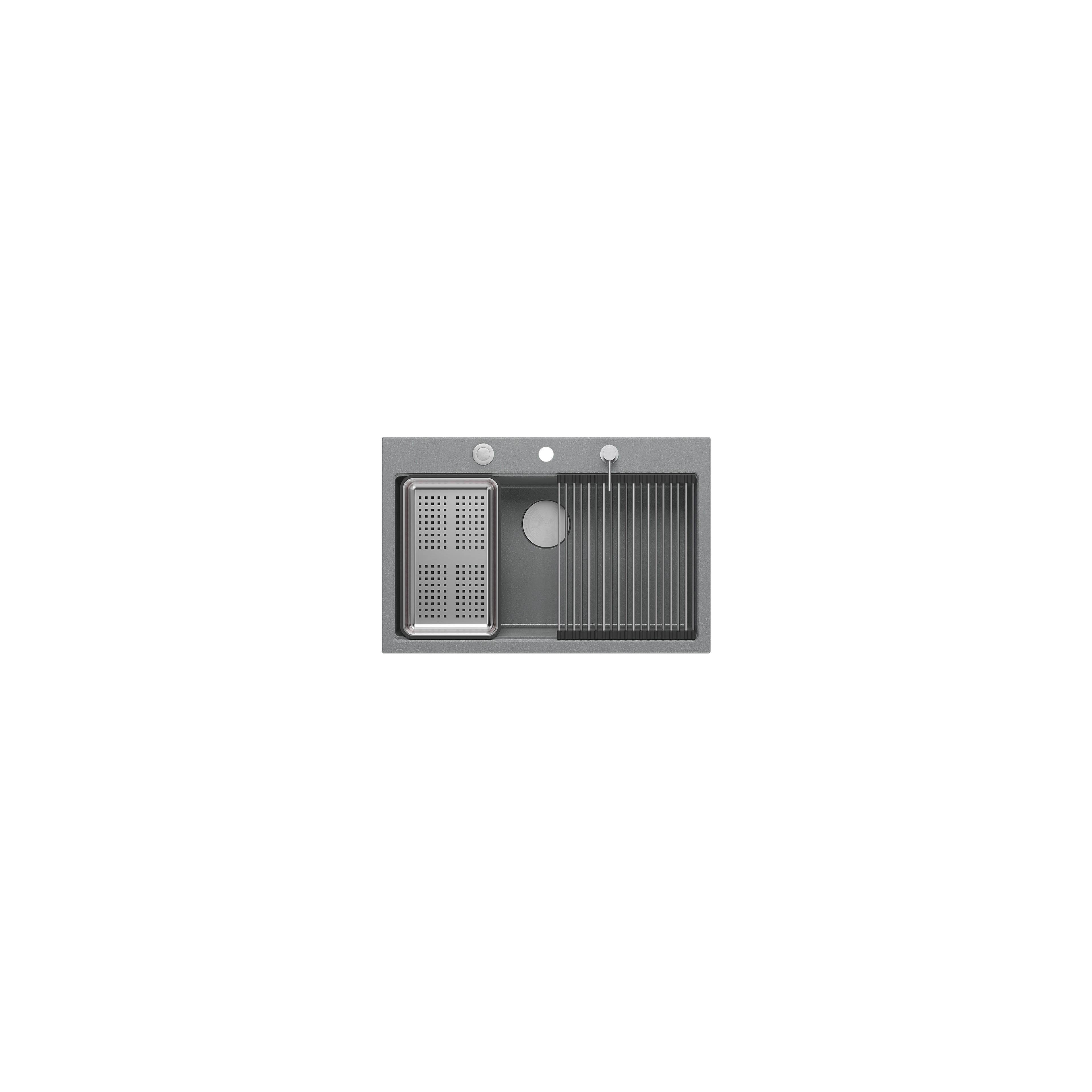 Granitspülbecken MARC 110 WORKSTATION Grey Metallic