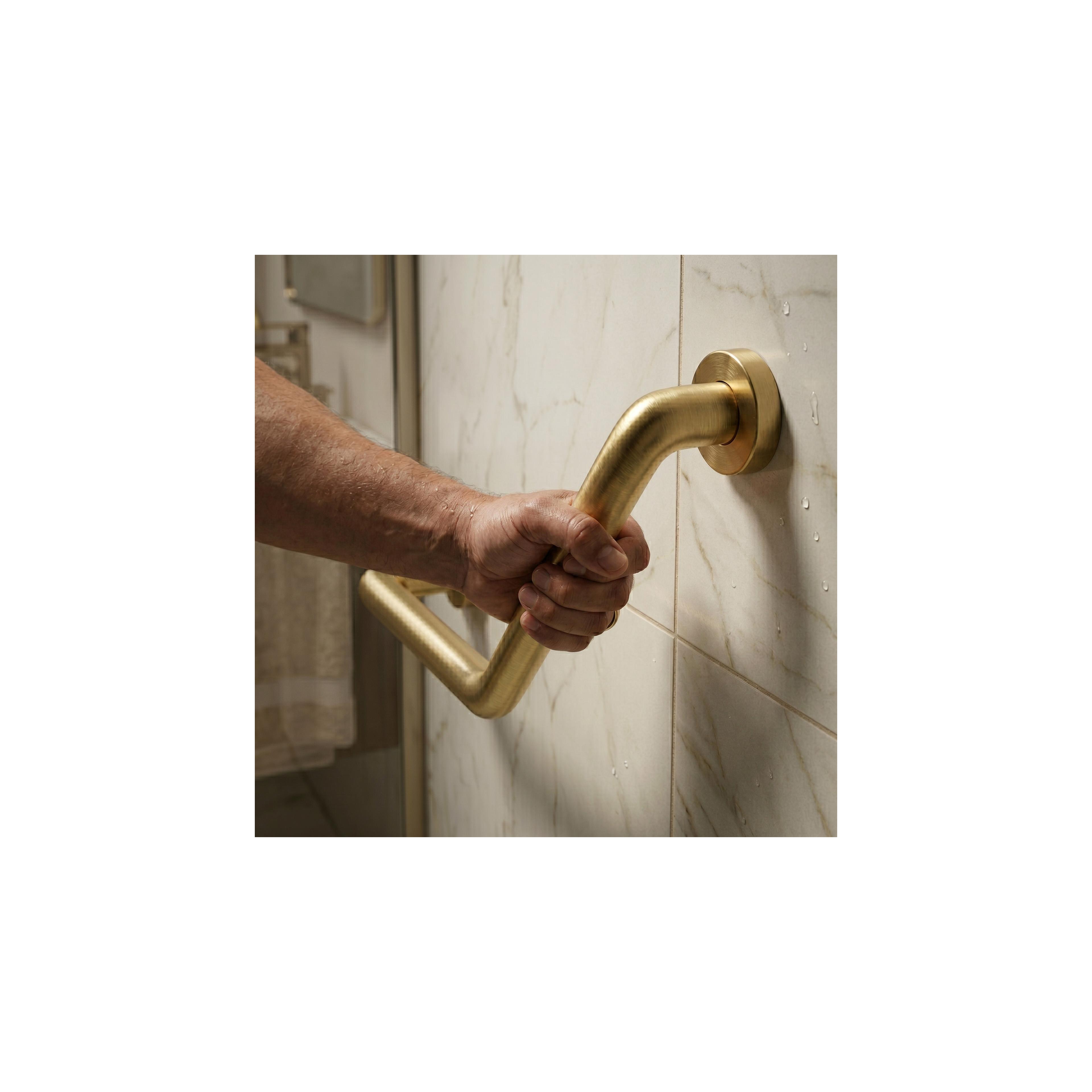 Angewinkelte Badezimmer-Haltestange BRUSH GOLD