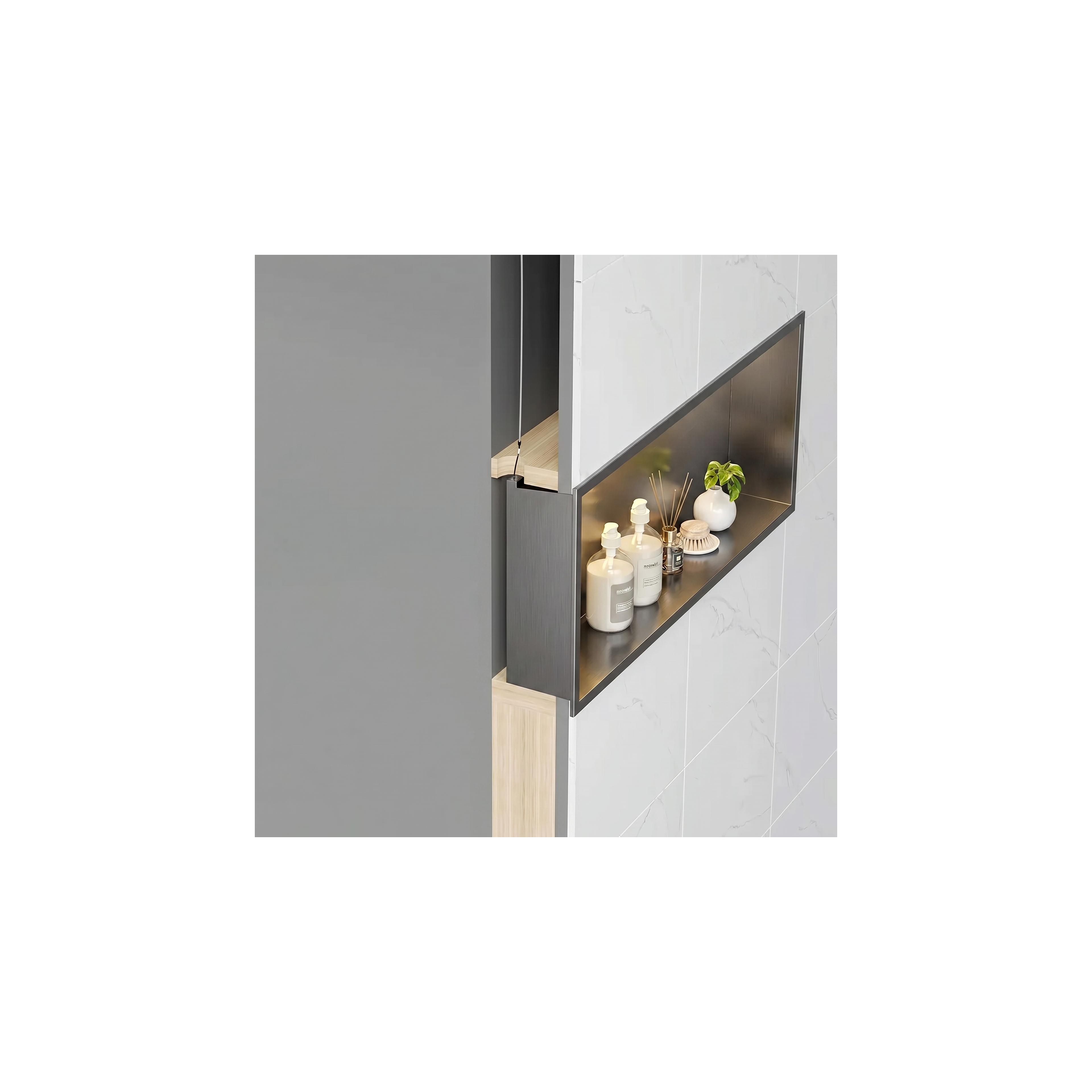 WANDEINBAU-BADEZIMMERREGAL LED 30x45 Titan