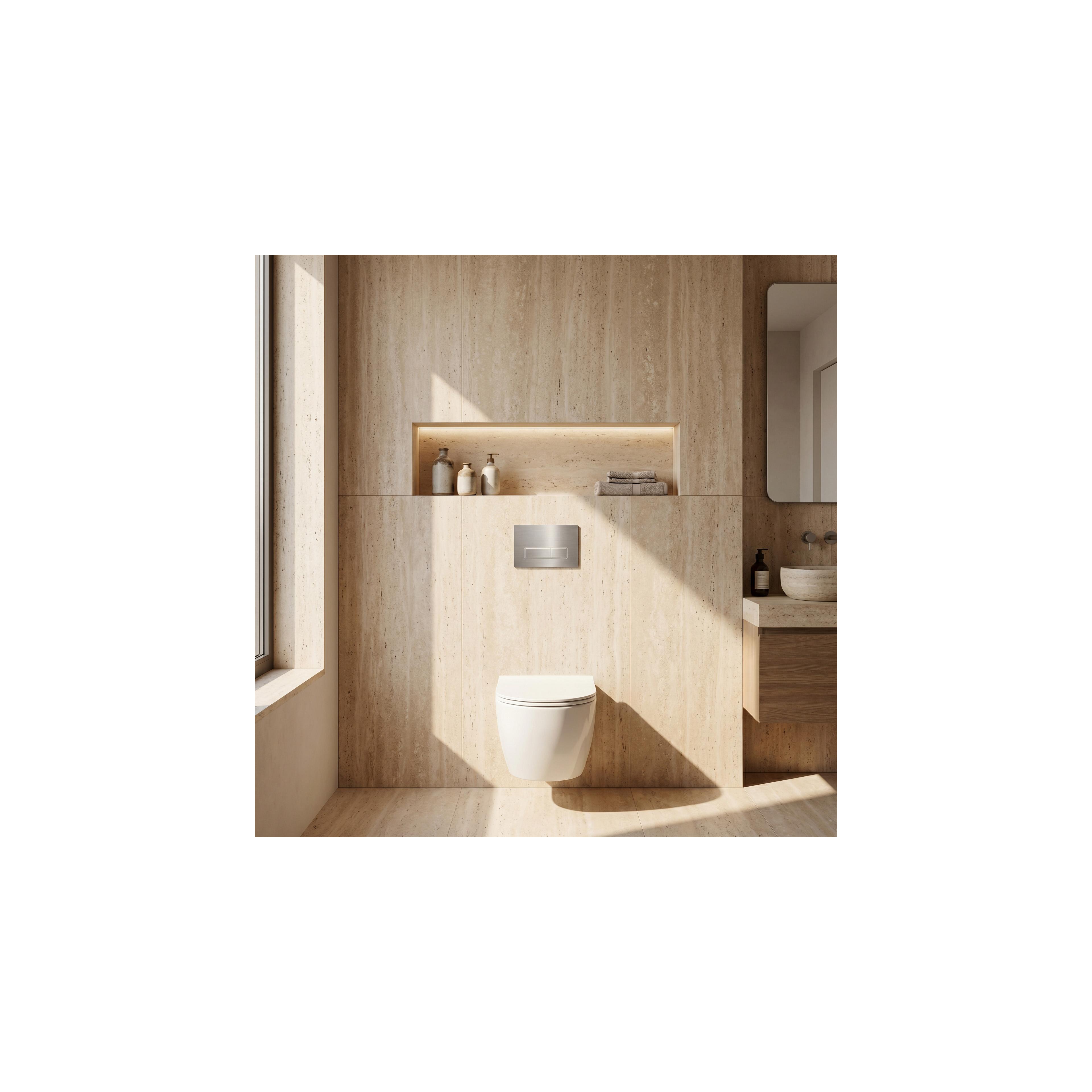 Montagerahmen Unterputz-Set Slim 024N für WC-Becken mit Drucktaste T Gebürsteter Stahl
