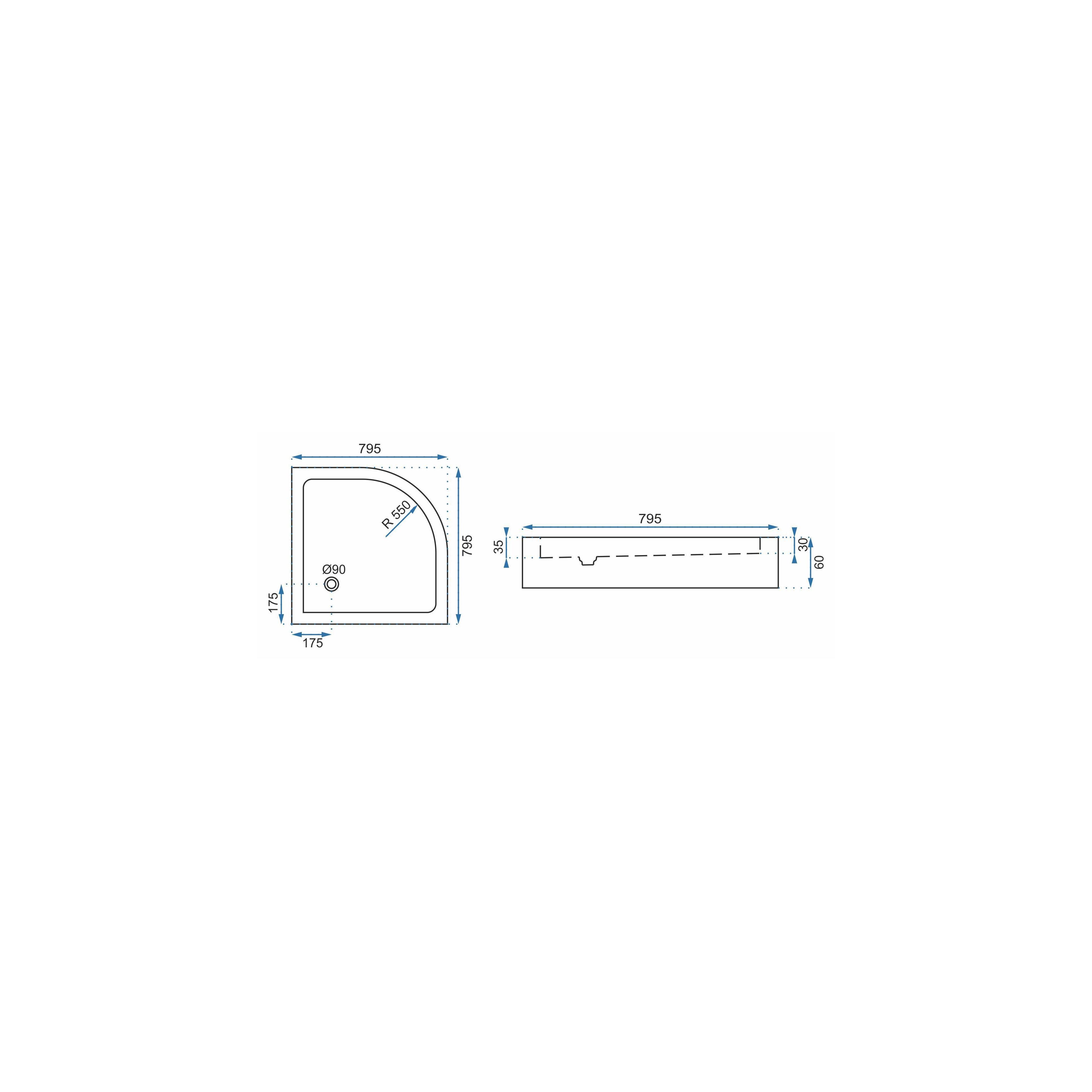 Duschkar Rea Look White 80x80
