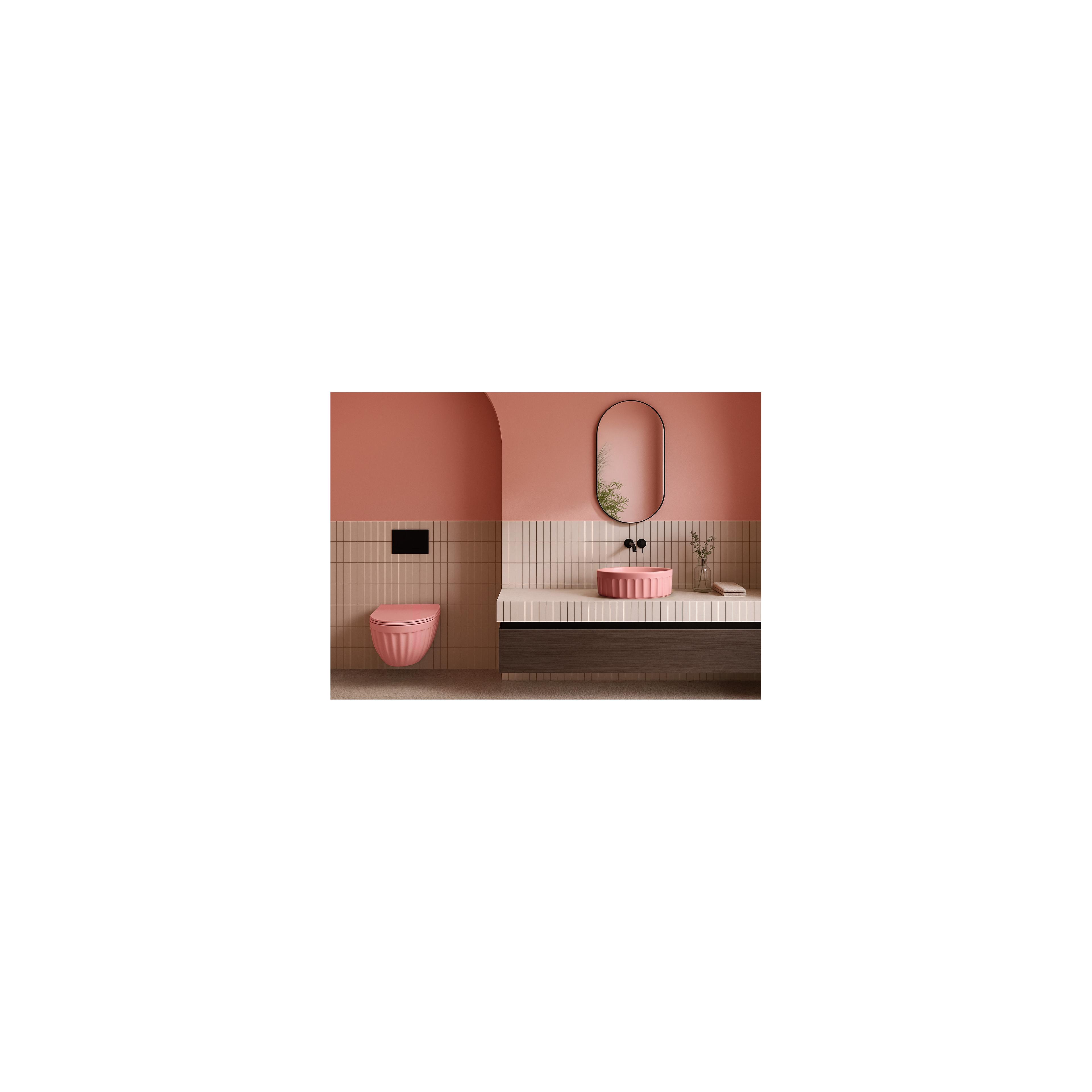 Set: Wall-hung toilet bowl + Countertop washbasin Rea Light Pink Matt