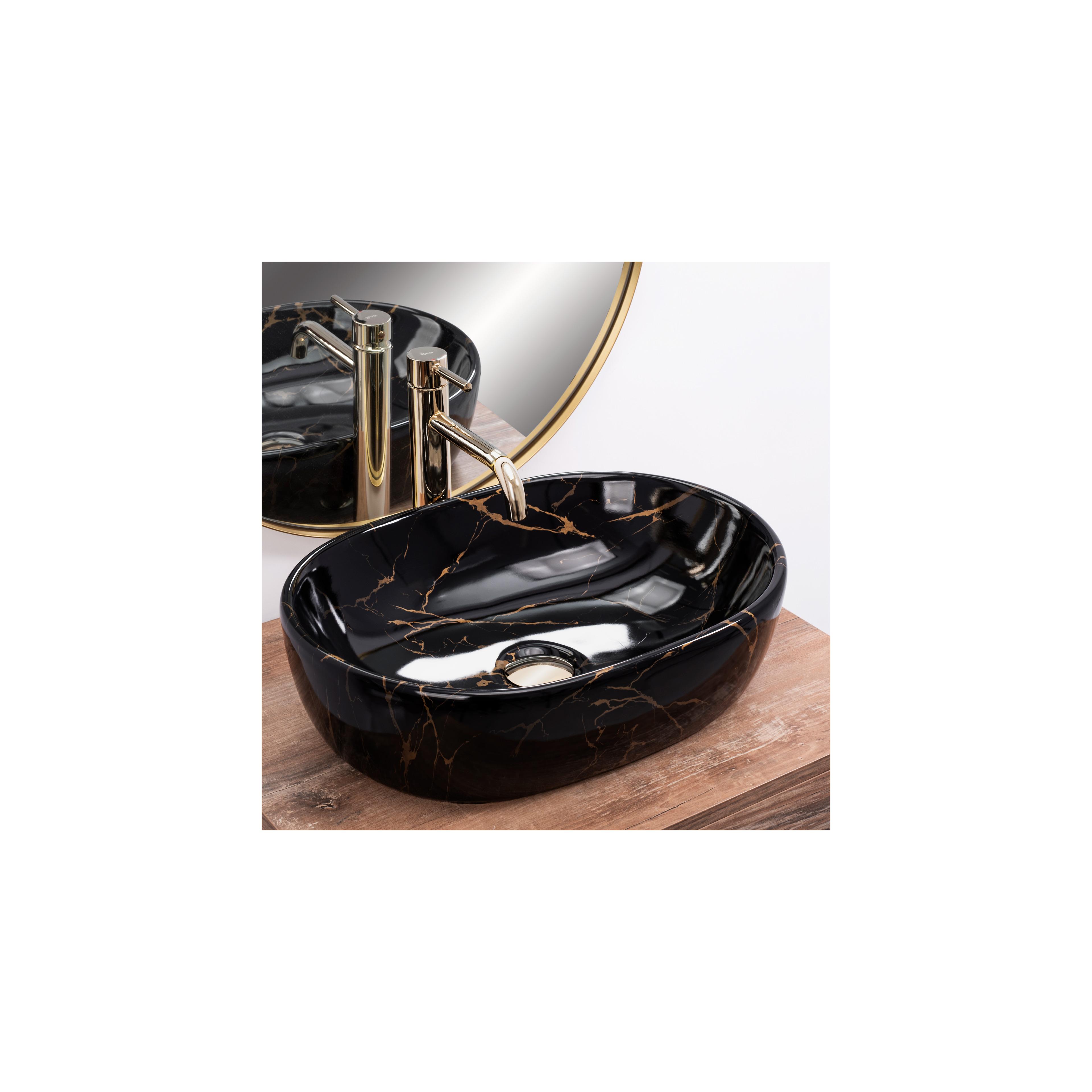 Aufsatzwaschbecken Rea Amelia Black Marble shiny