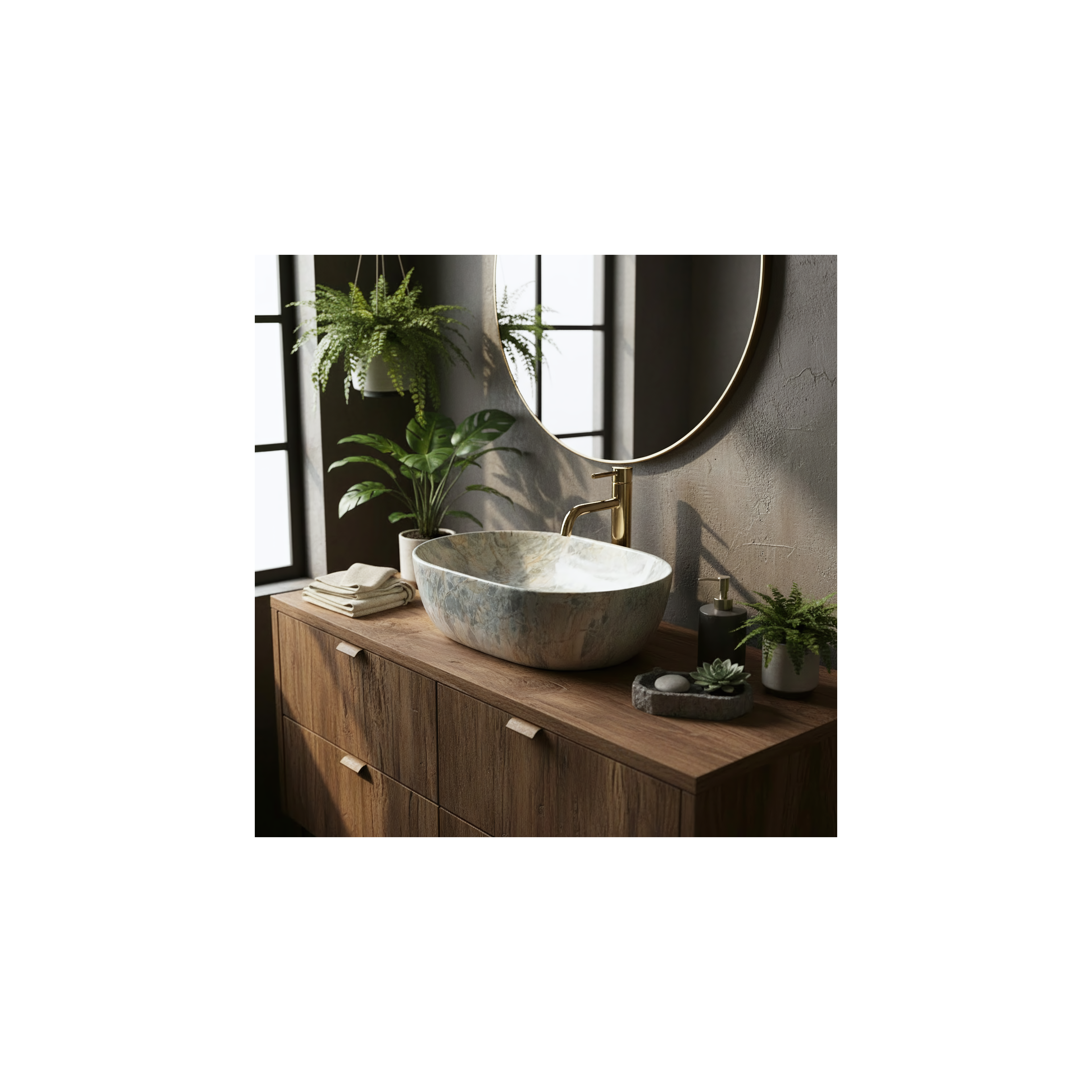 Aufsatzwaschbecken Rea Amelia Ruststone 48