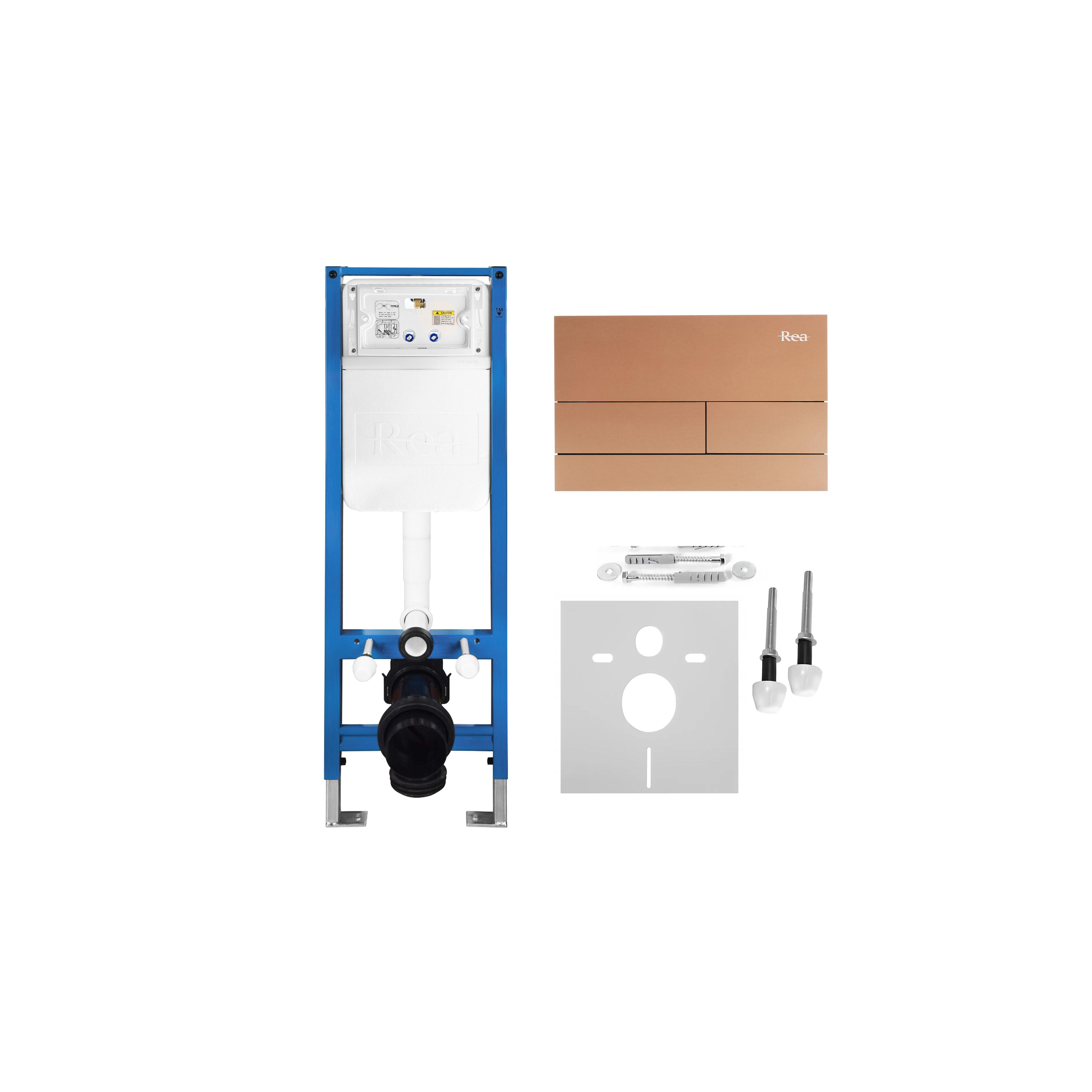 Montagerahmen Unterputz-Set Slim 024N für WC-Becken mit T-Taste Gebürstetes Kupfer