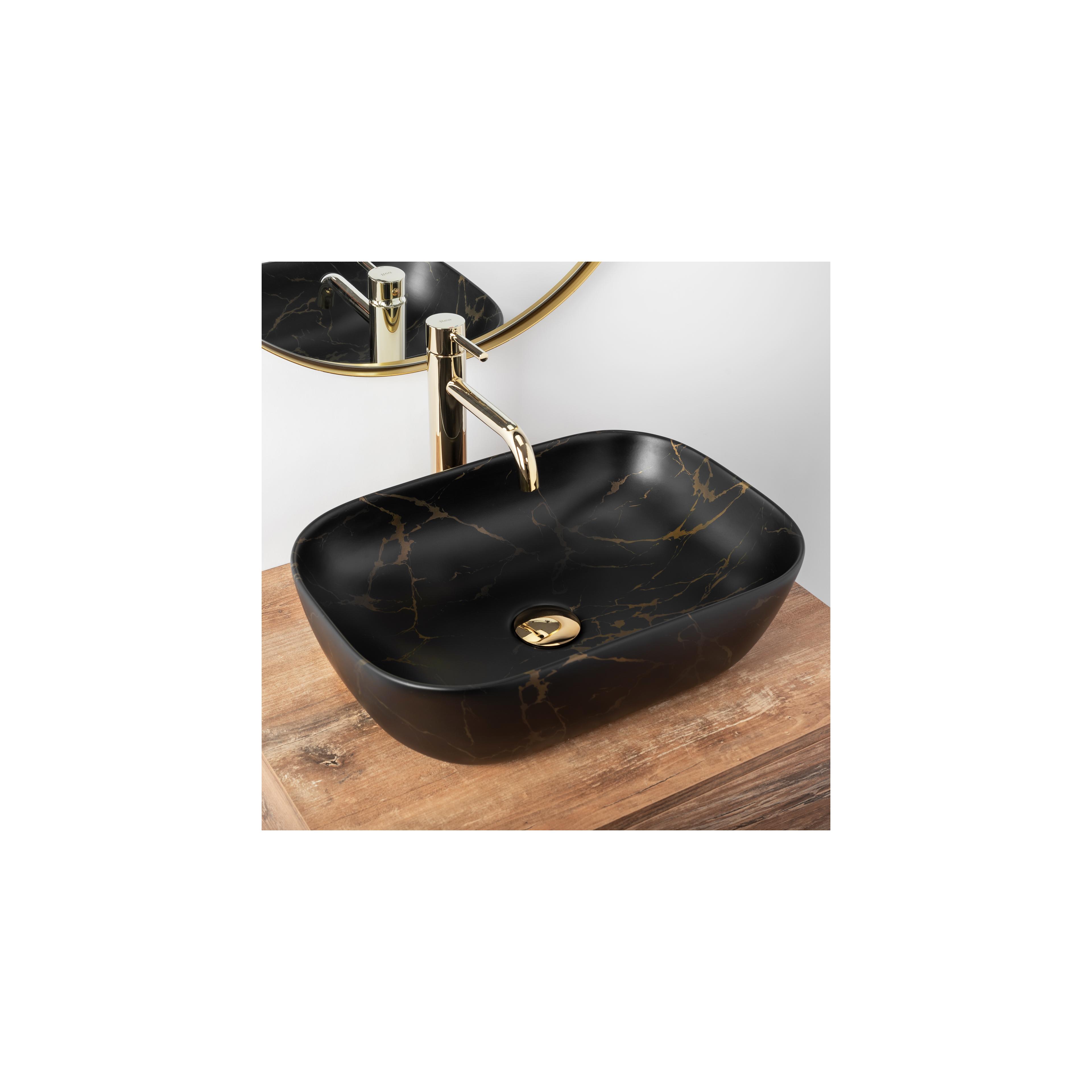 Νιπτήρας Rea Belinda Black Marble Matt Μ 46,5 x Π 33,5 x  Υ 13,5 cm
