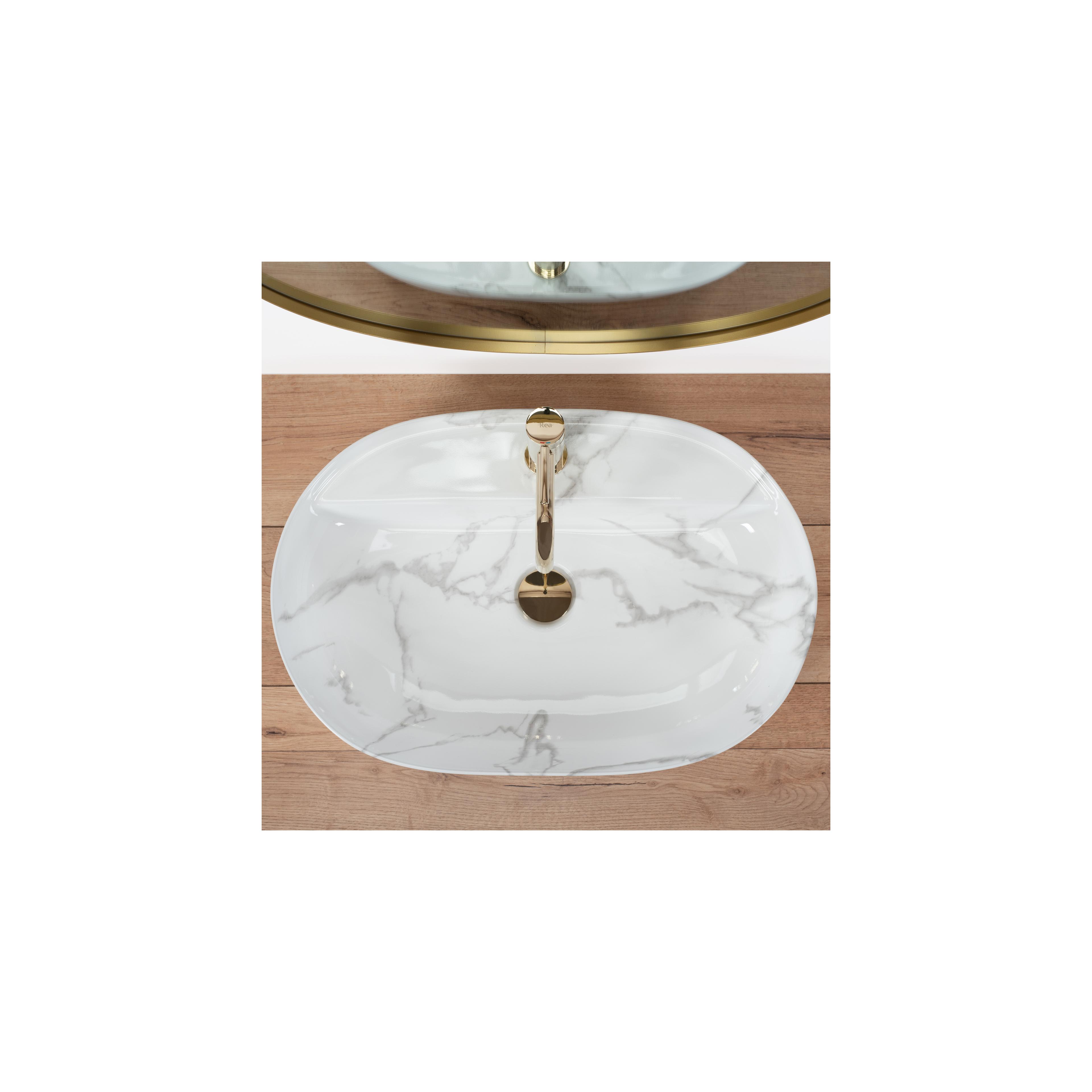 Countertop Basin REA Aura 61 Marmo Shiny