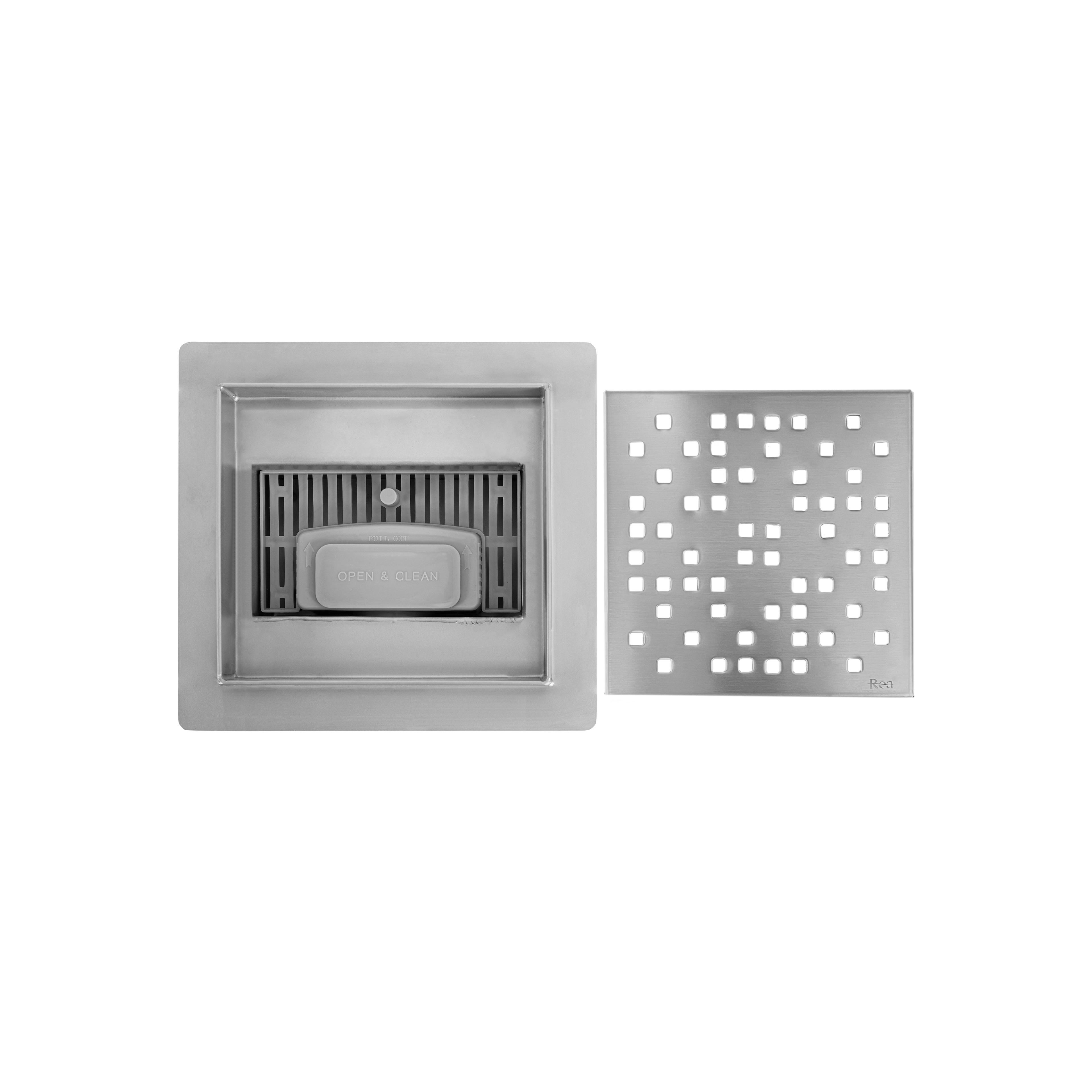 Scarico lineare REA DOTS 150x150 Nickel Brush