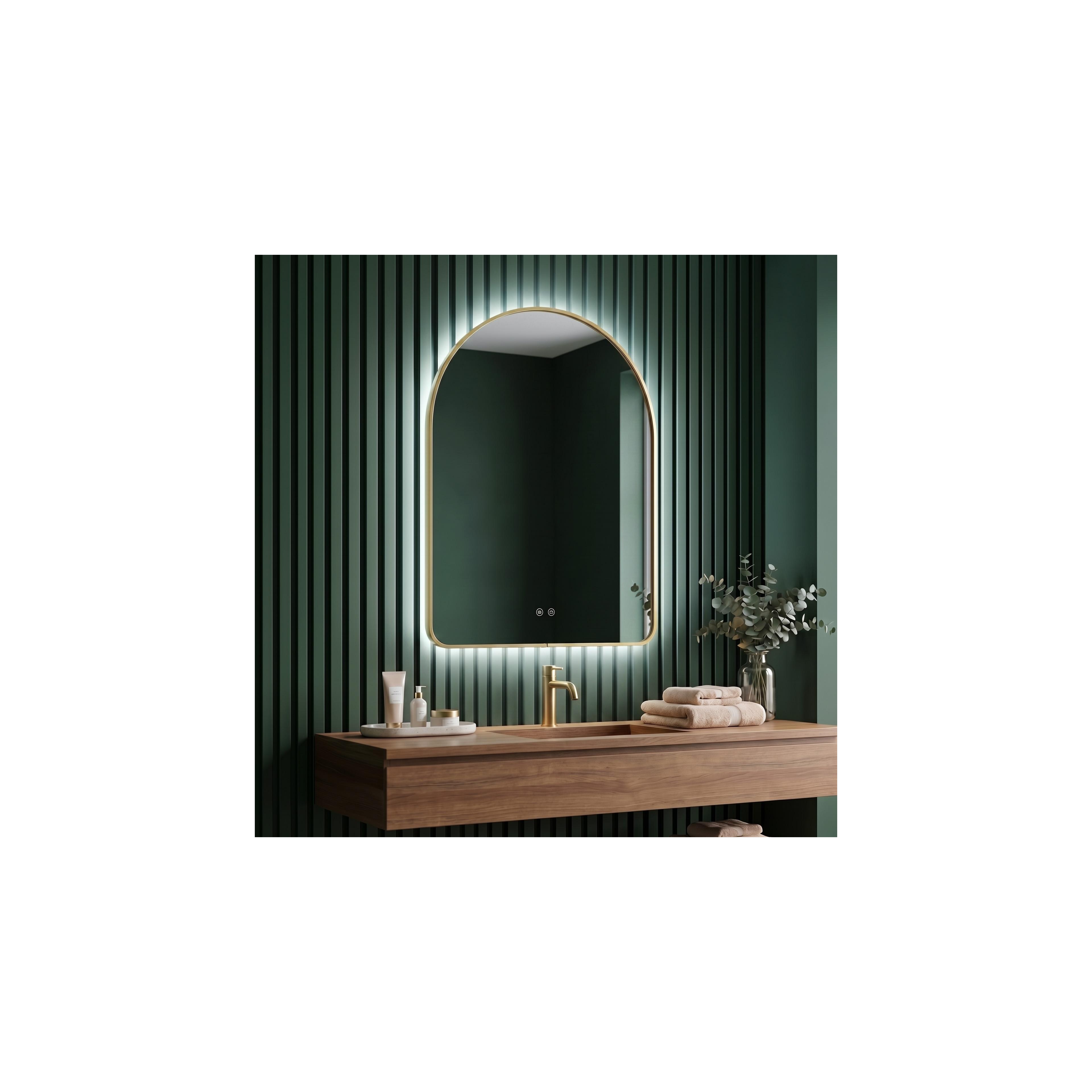 Stensko ogledalo LED 80x60cm CAMLOT Brush Gold