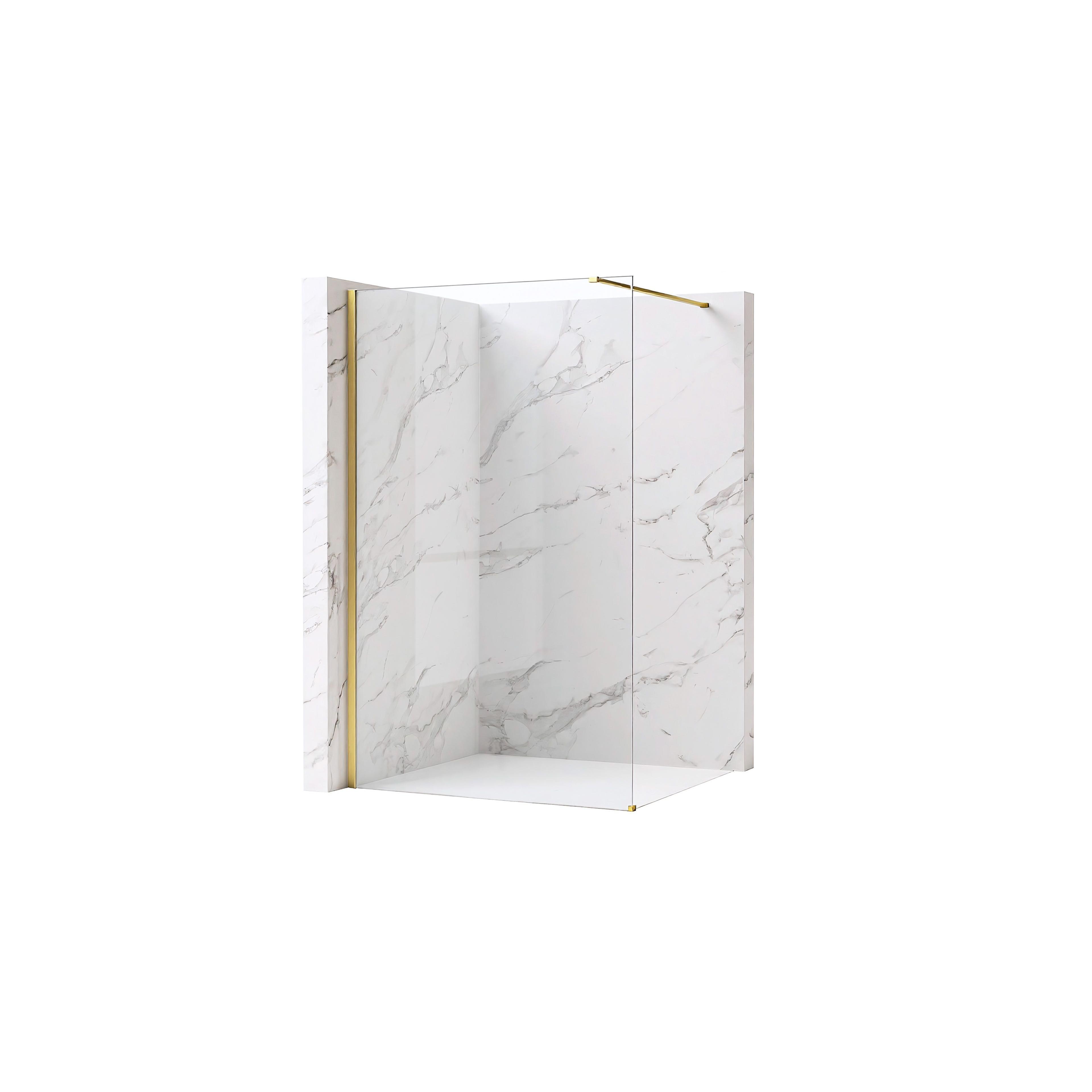 Parete doccia Rea Flexi Transparent / Brush Gold 140