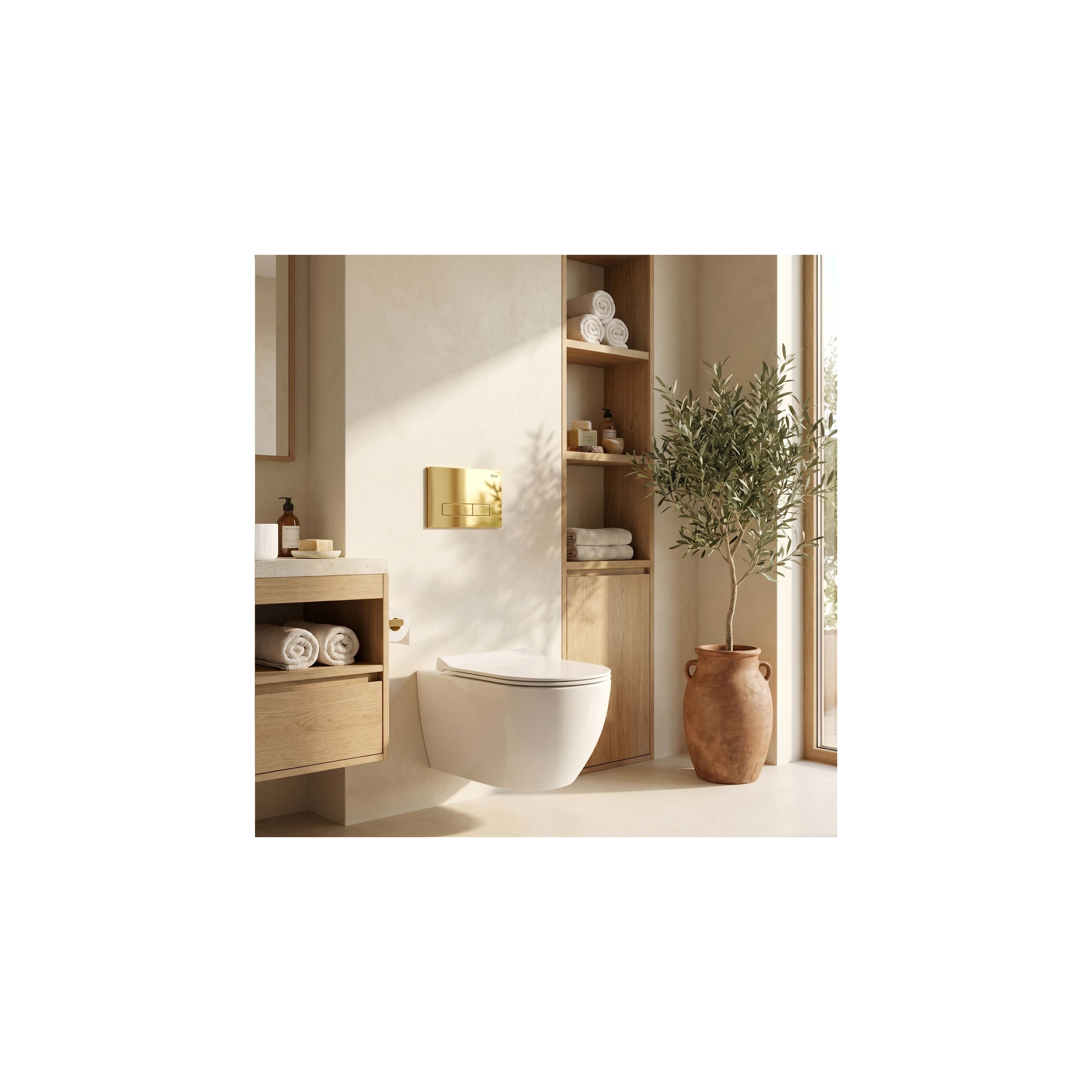 Gestell Unterputz-Set Slim 024N für WC-Becken mit HD-Drücker Gold