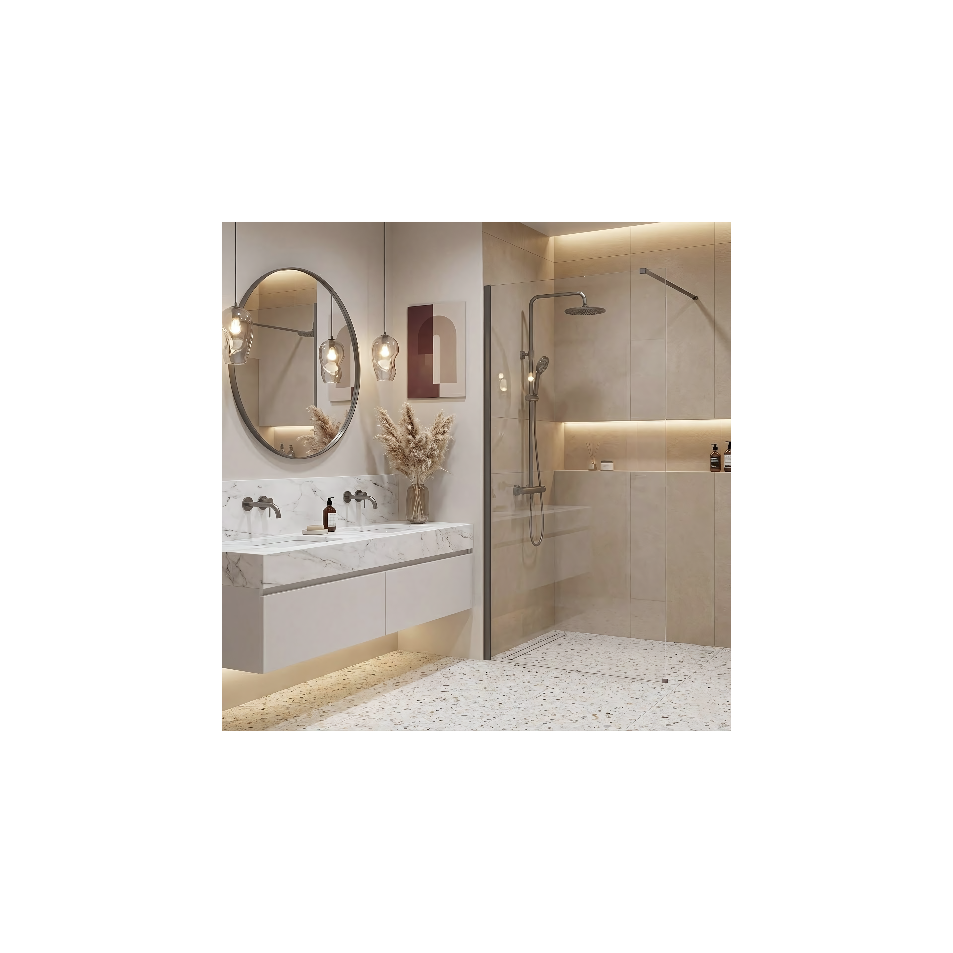 Duschwand Rea Flexi Transparent / Titan 90
