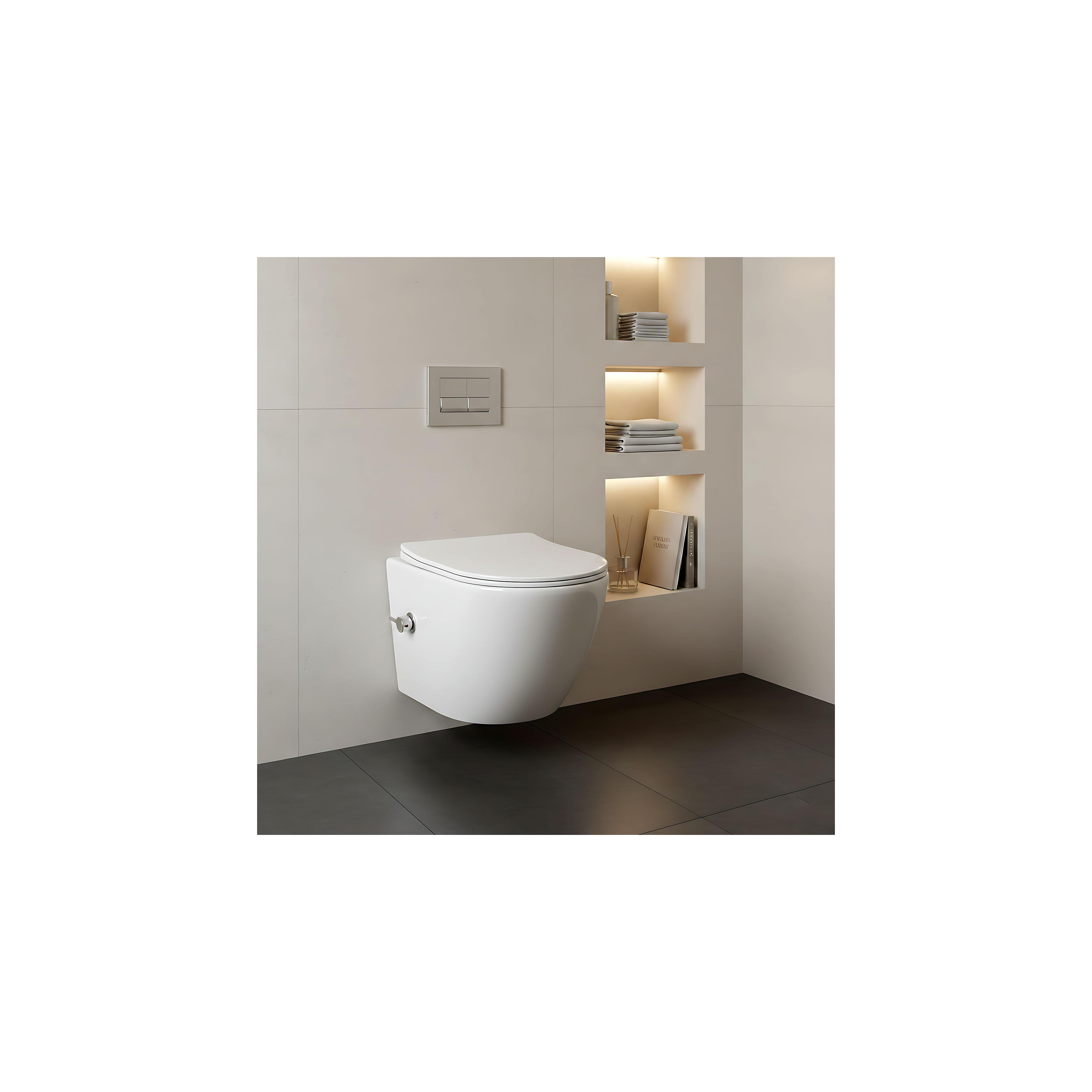 wandhängendes WC REA Carlo Lux Rimless mit Bidetfunktion