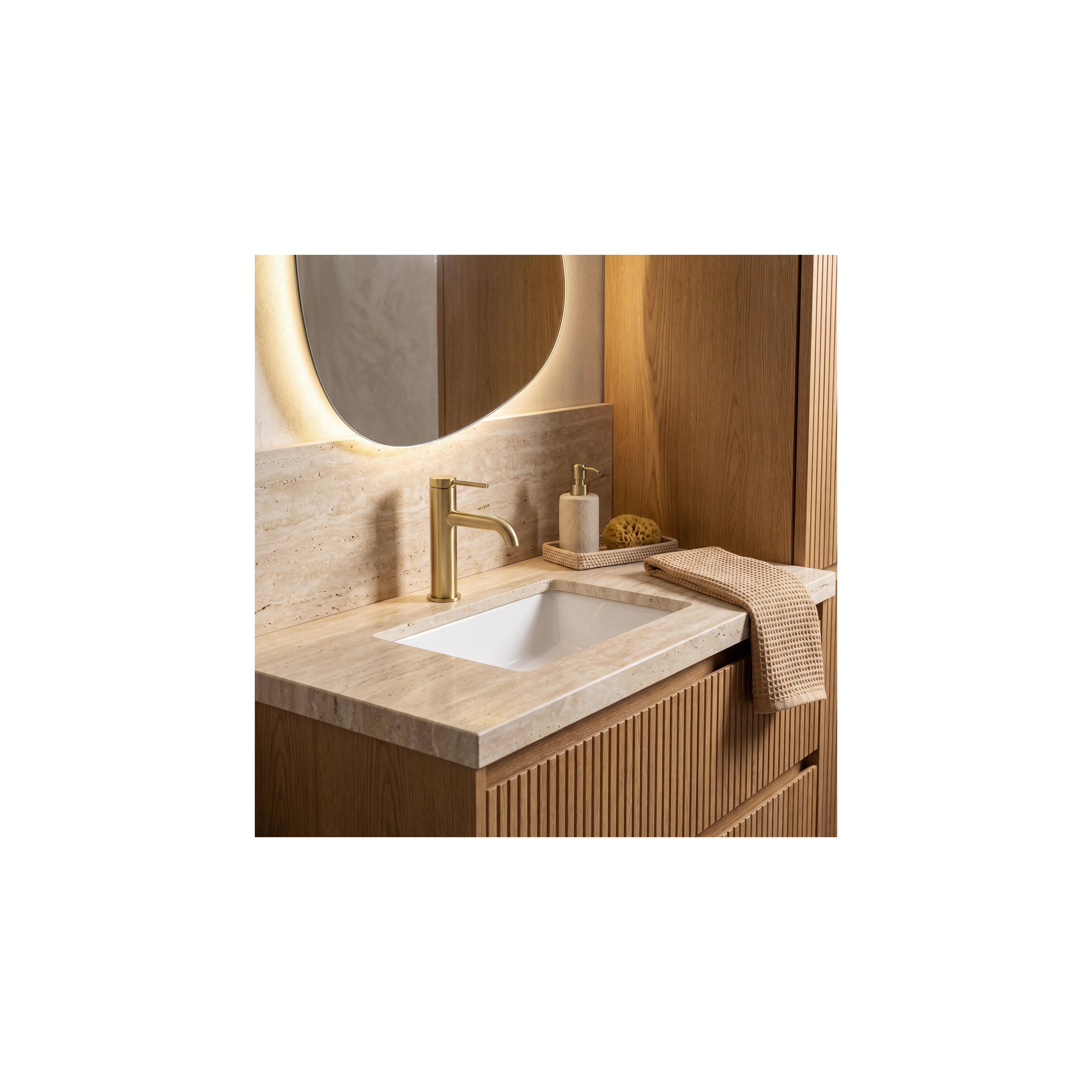 Waschbeckenarmatur Rea Spot Brush Gold Low