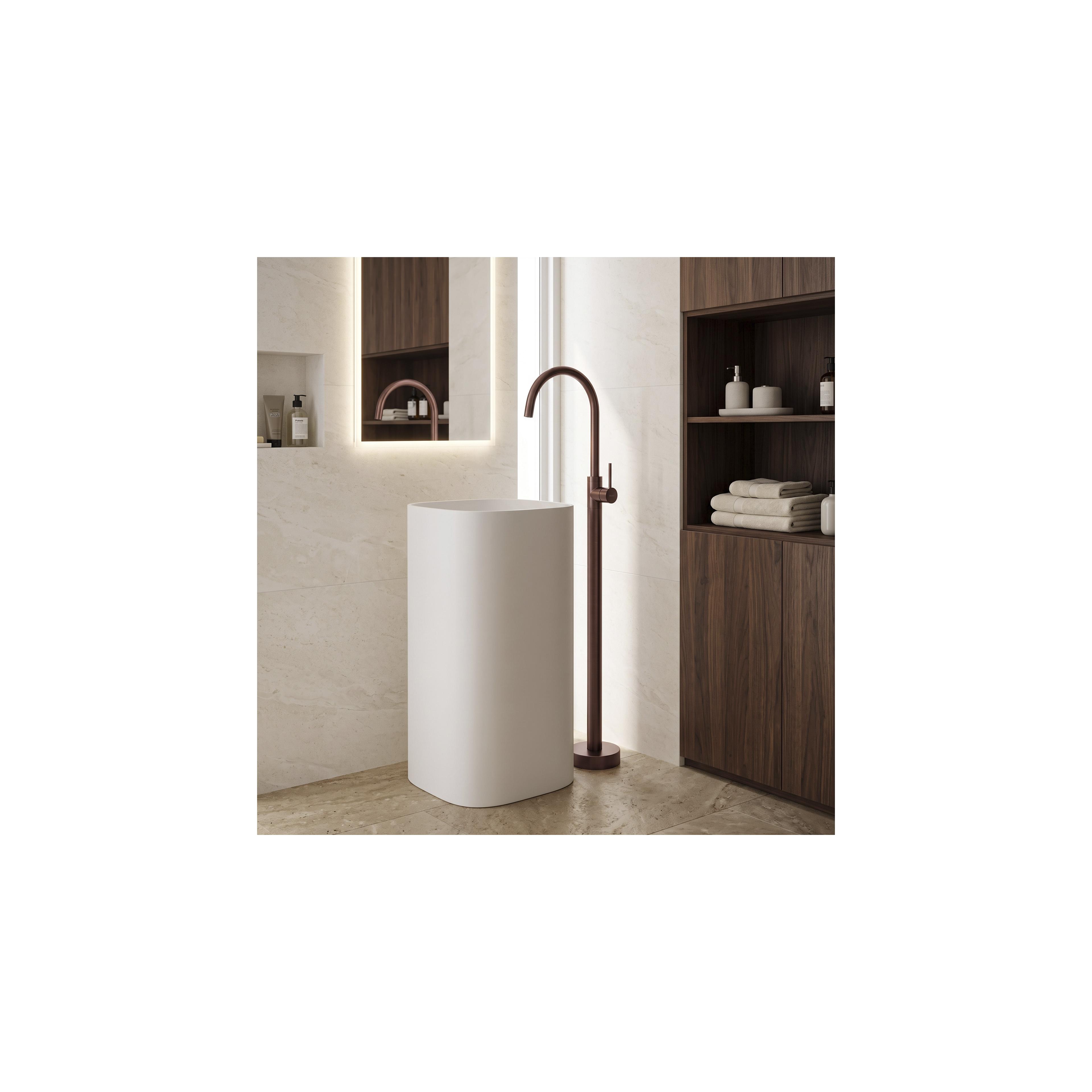 Floor-Standing Washbasin Faucet Rea Lungo Brush Brown