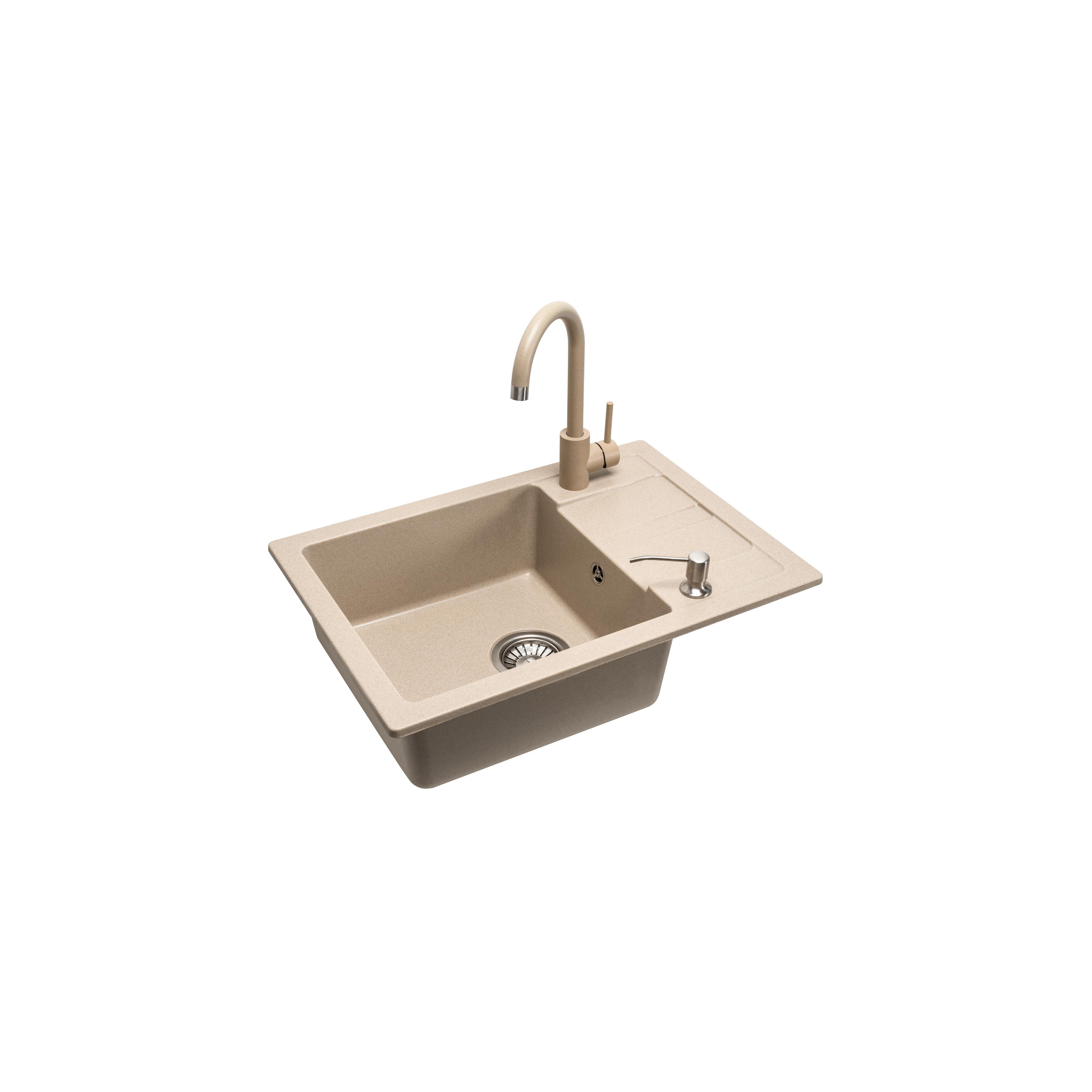 Spülbecken granit Nils Beige set 5in1
