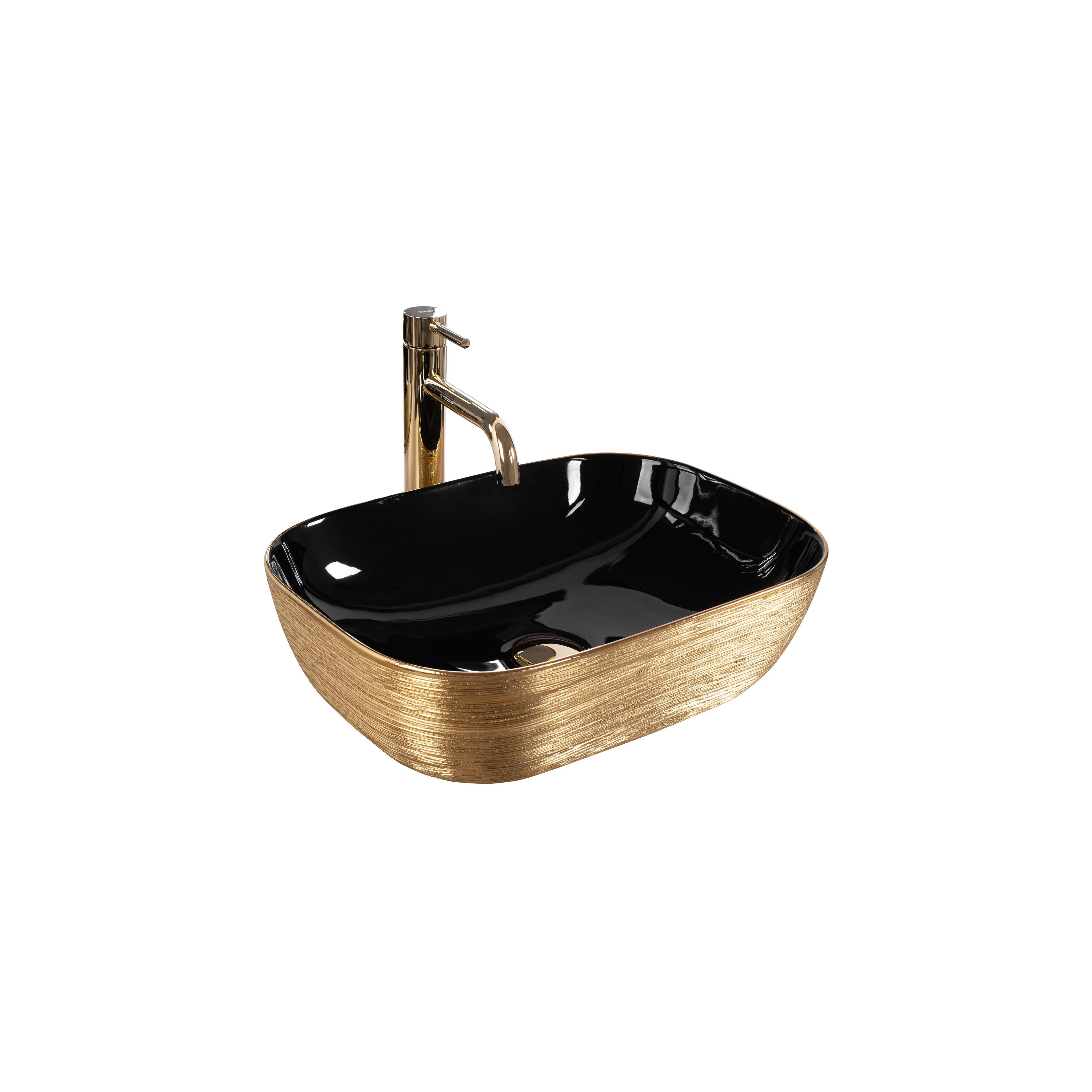 Countertop washbasin Rea Belinda BLACK  BRUSH GOLD