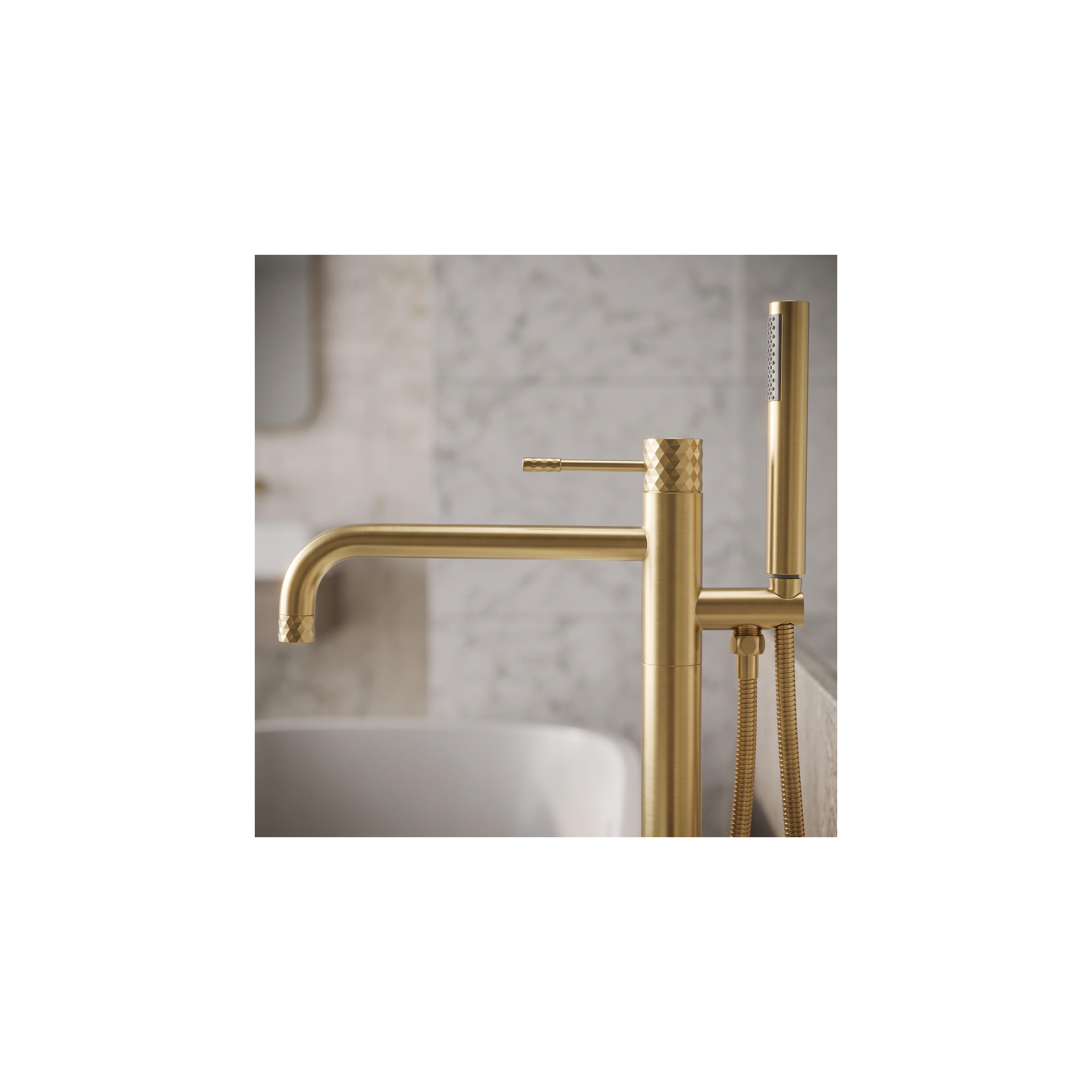 Fristående badkarsblandare Rea Lungo Diamond Brush Gold