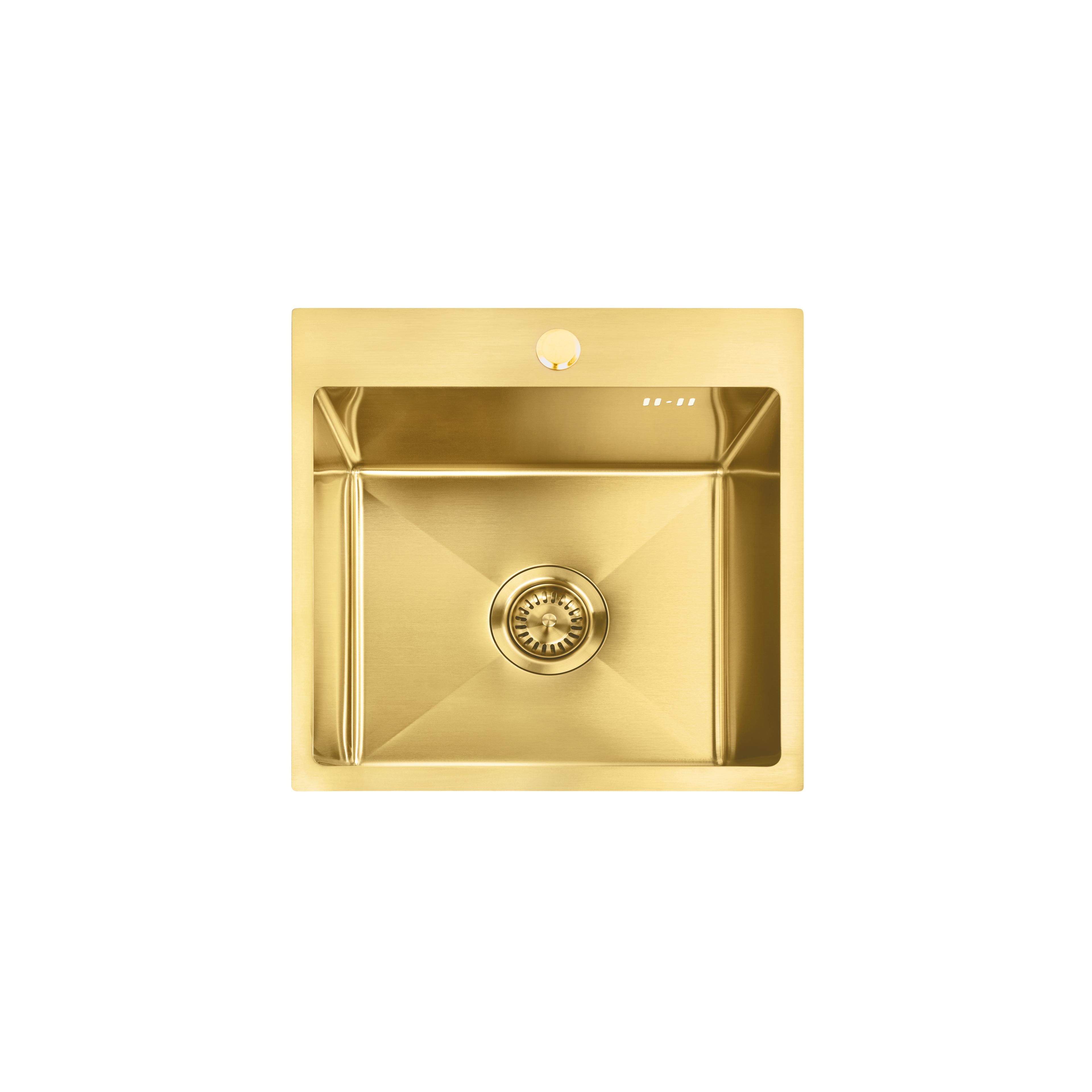 Stahlspüle mit 3-teiligem Zubehörset REA Leo 40 Brush Gold