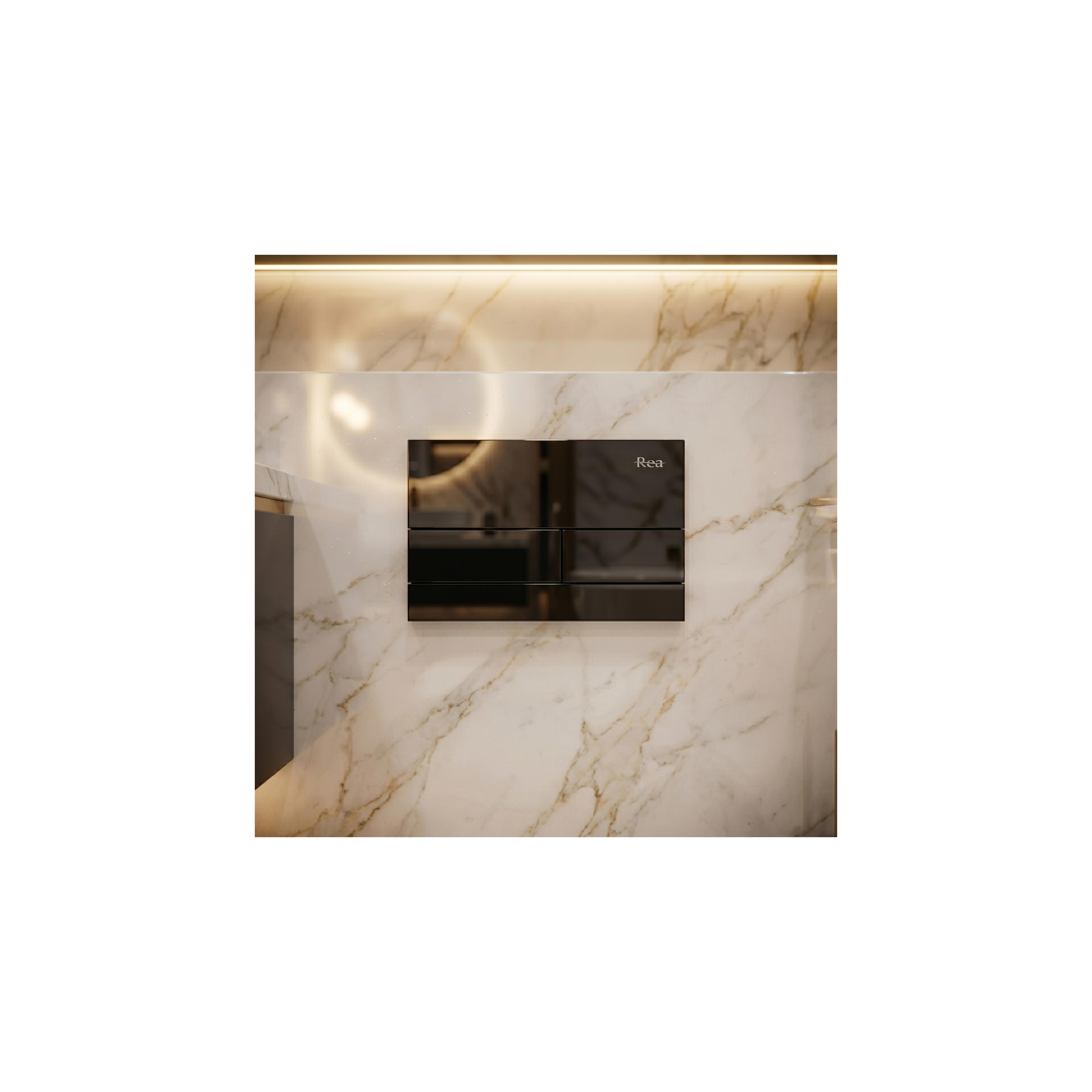 Concealed WC Frame Set Slim 024N with T White Glass Button
