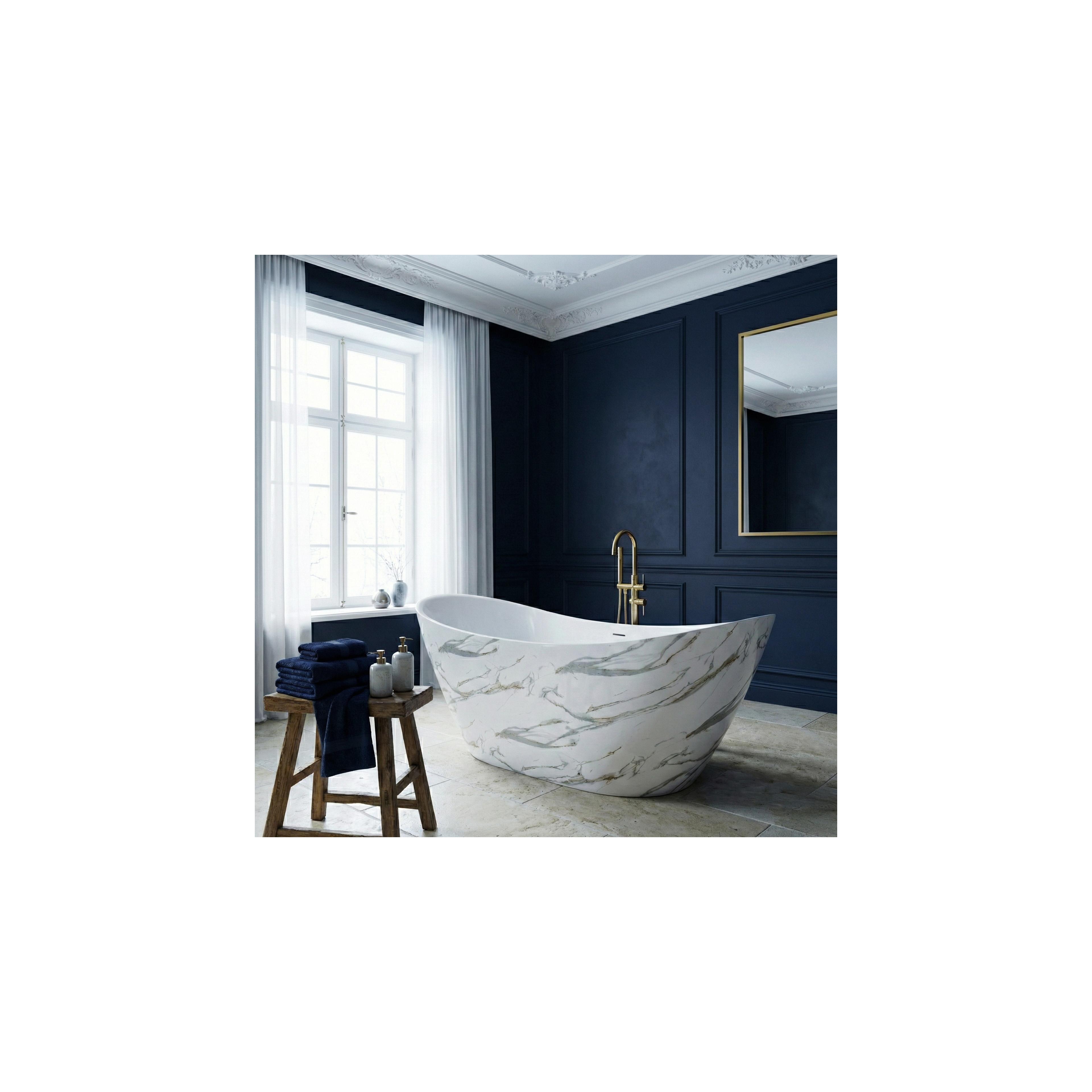 Freistehende Acrylbadewanne Ferrano Slim Nature 170