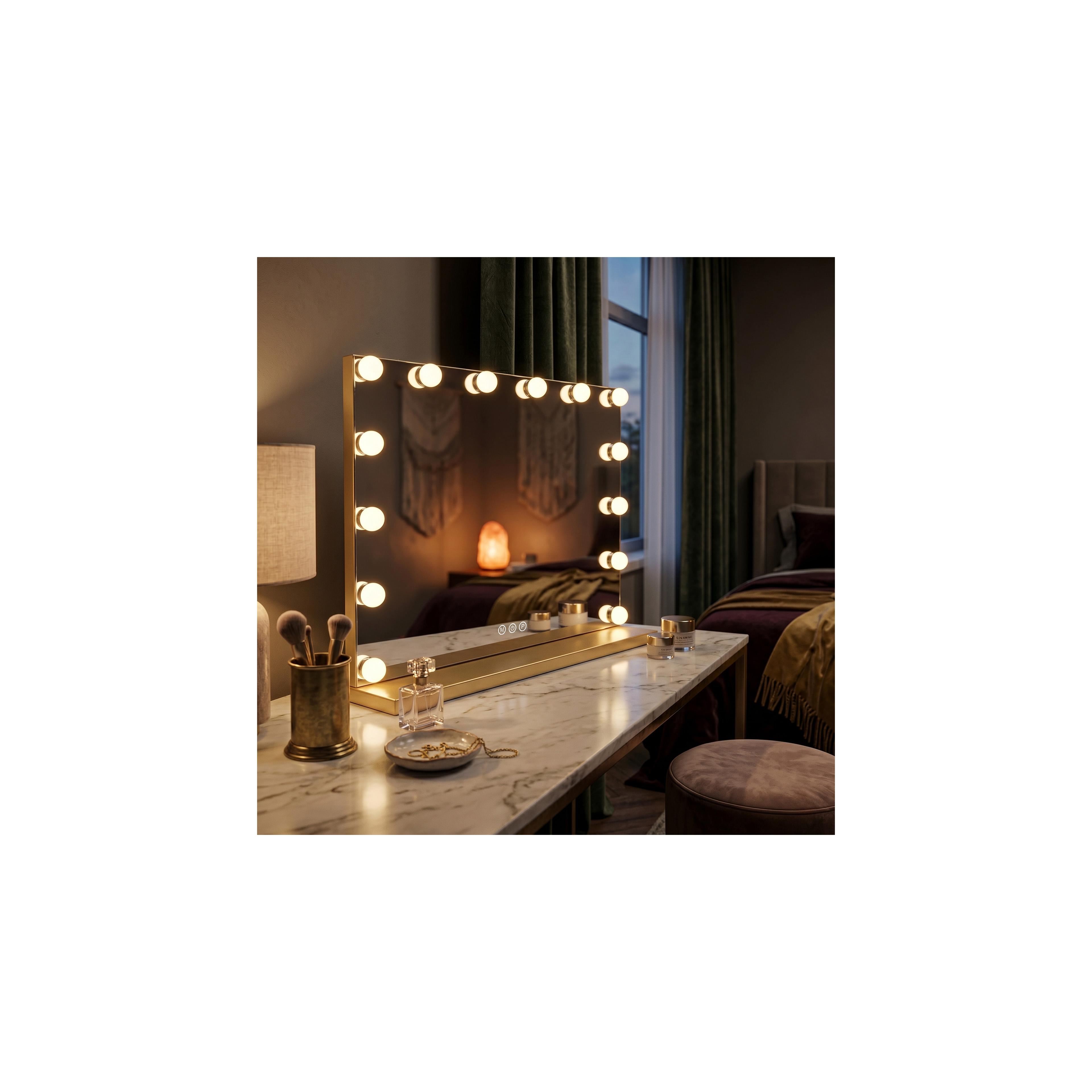 Spiegel LED HOLLYWOOD L.Gold 80x60