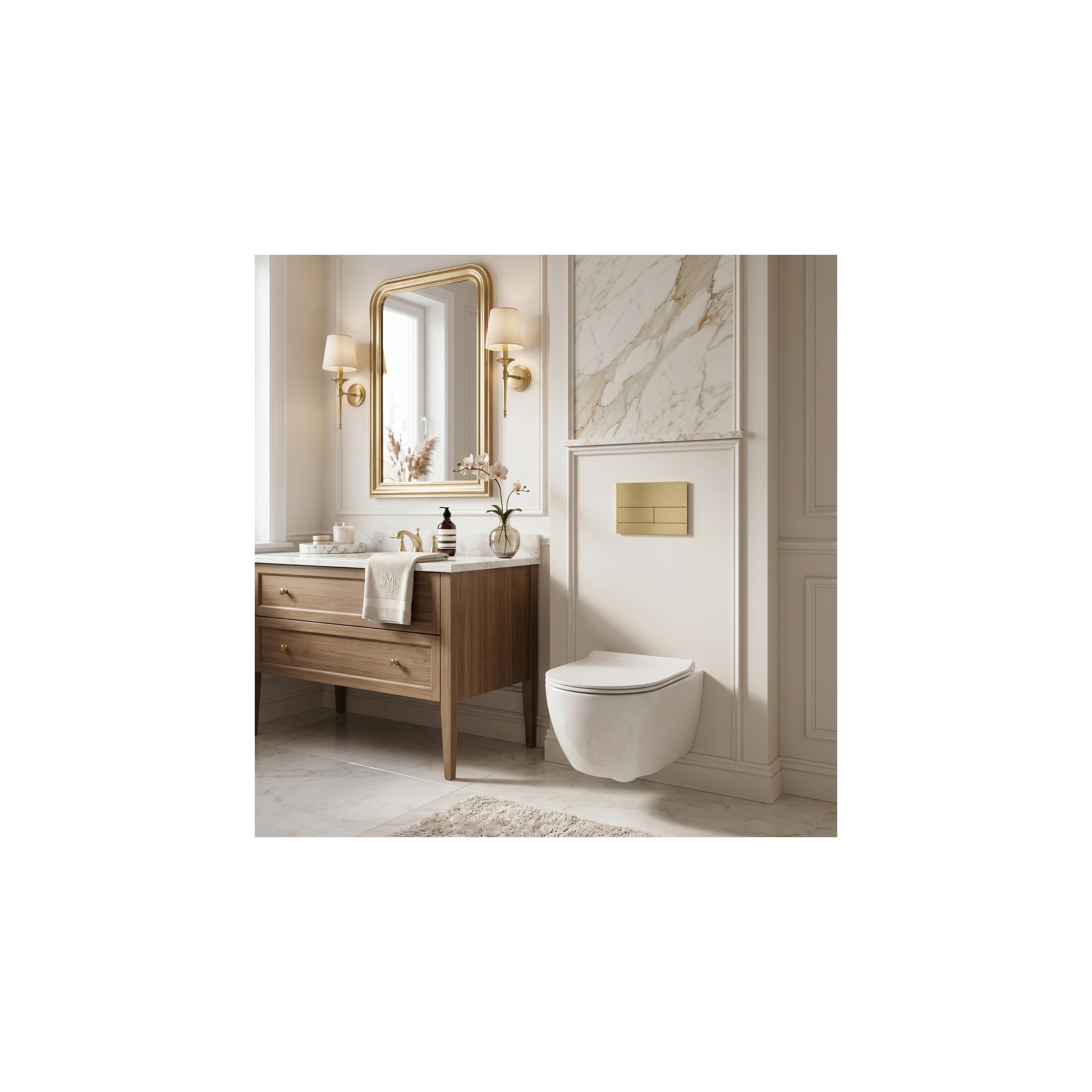 Gestell Unterputz-Set Slim 024N für WC-Becken mit T-Taste Gold Gebürstet