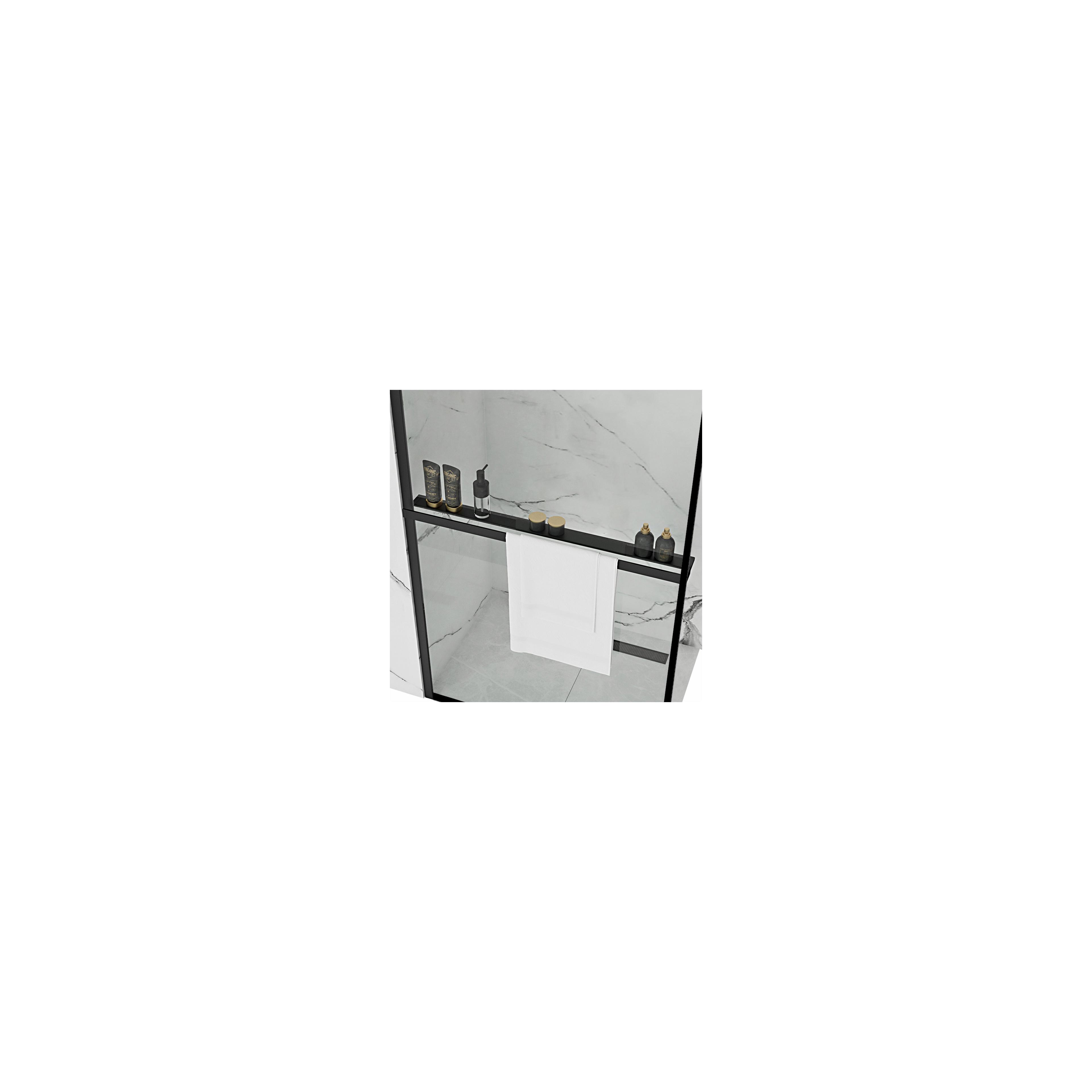 Towel rail shelf EVO BLACK for shower walls