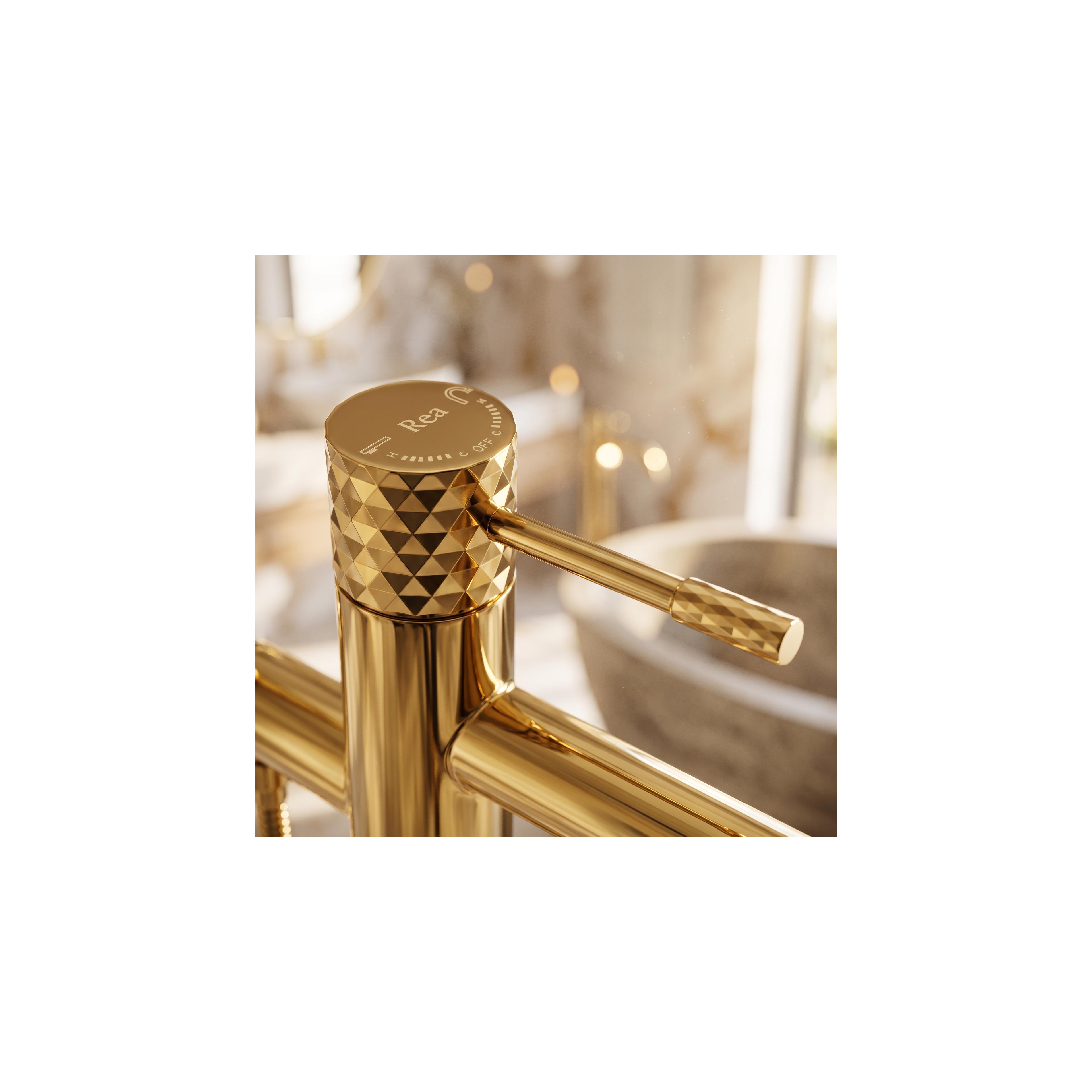Free-standing faucet Rea Lungo Diamond Gold