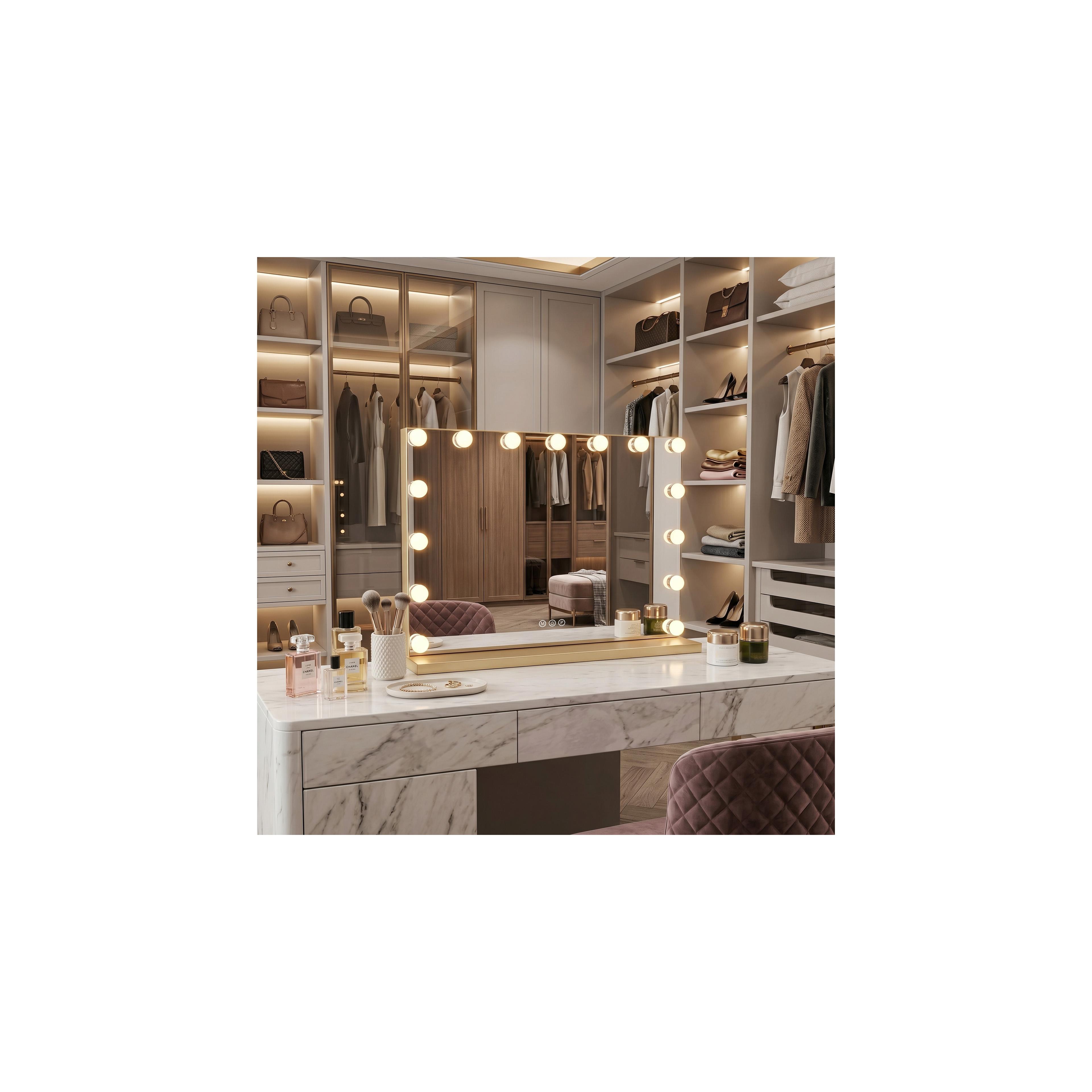 Spiegel LED HOLLYWOOD L.Gold