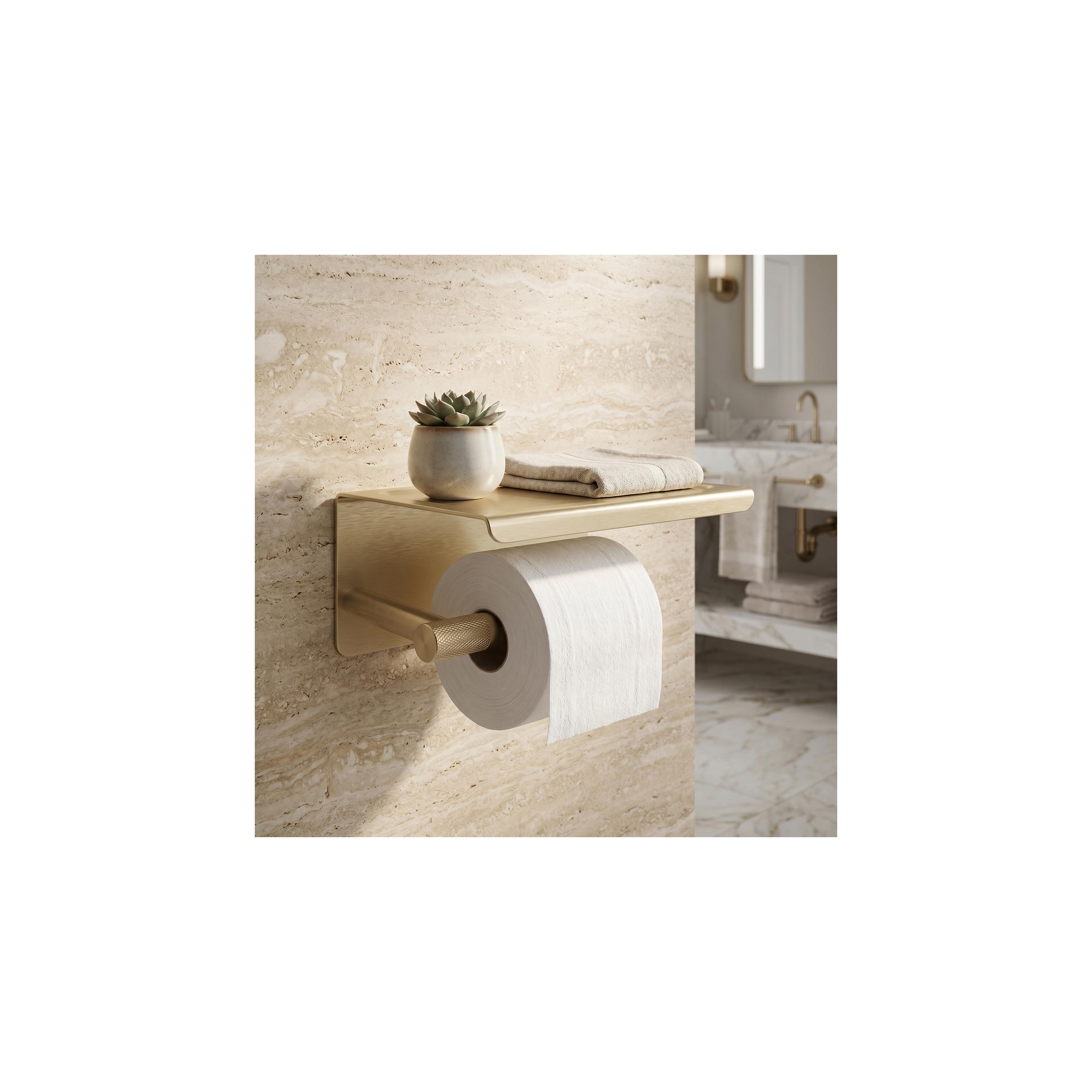 Toilettenpapierhalter mit Ablage 6613 Modern Gold Brush