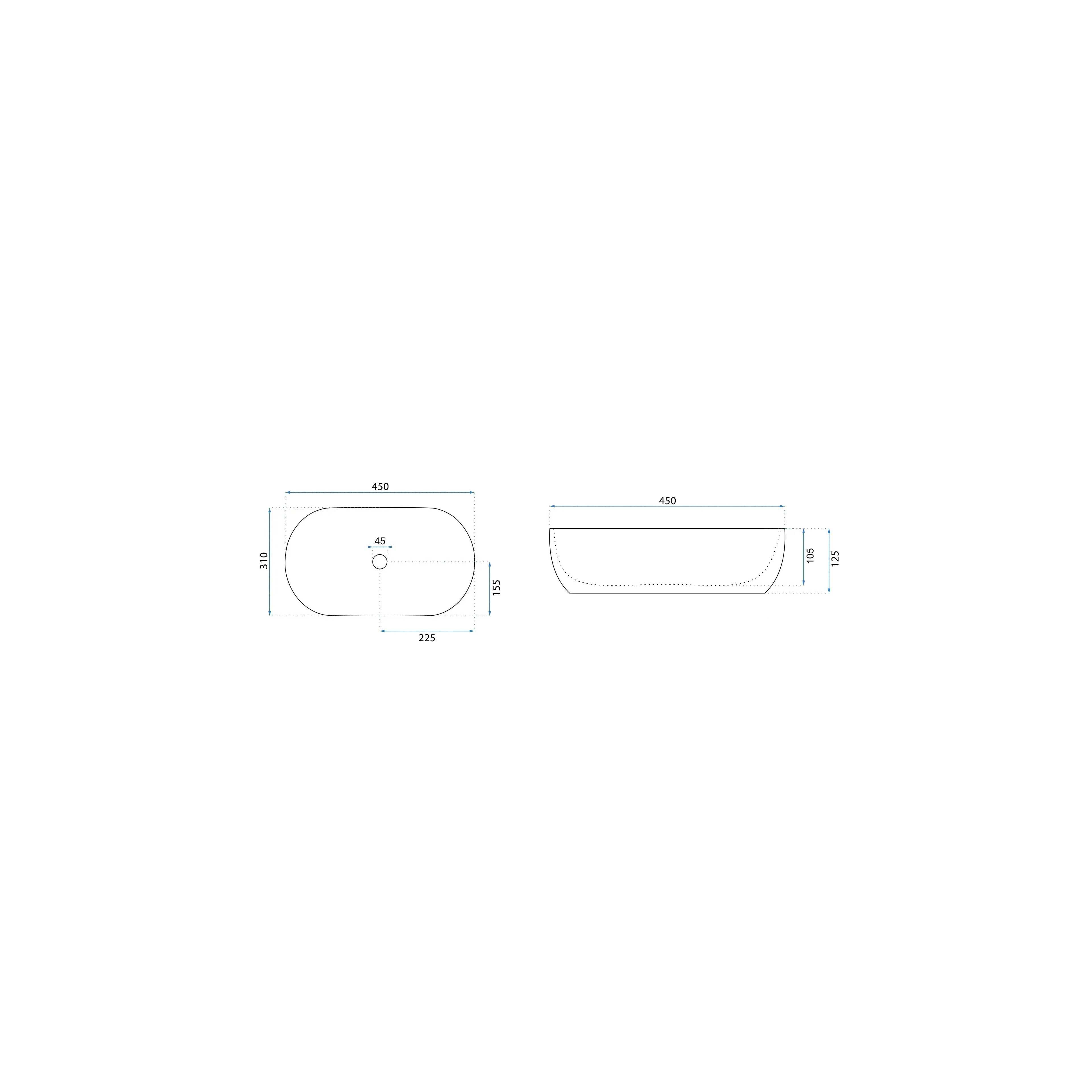 Aufsatzwaschbecken Rea Amelia 45