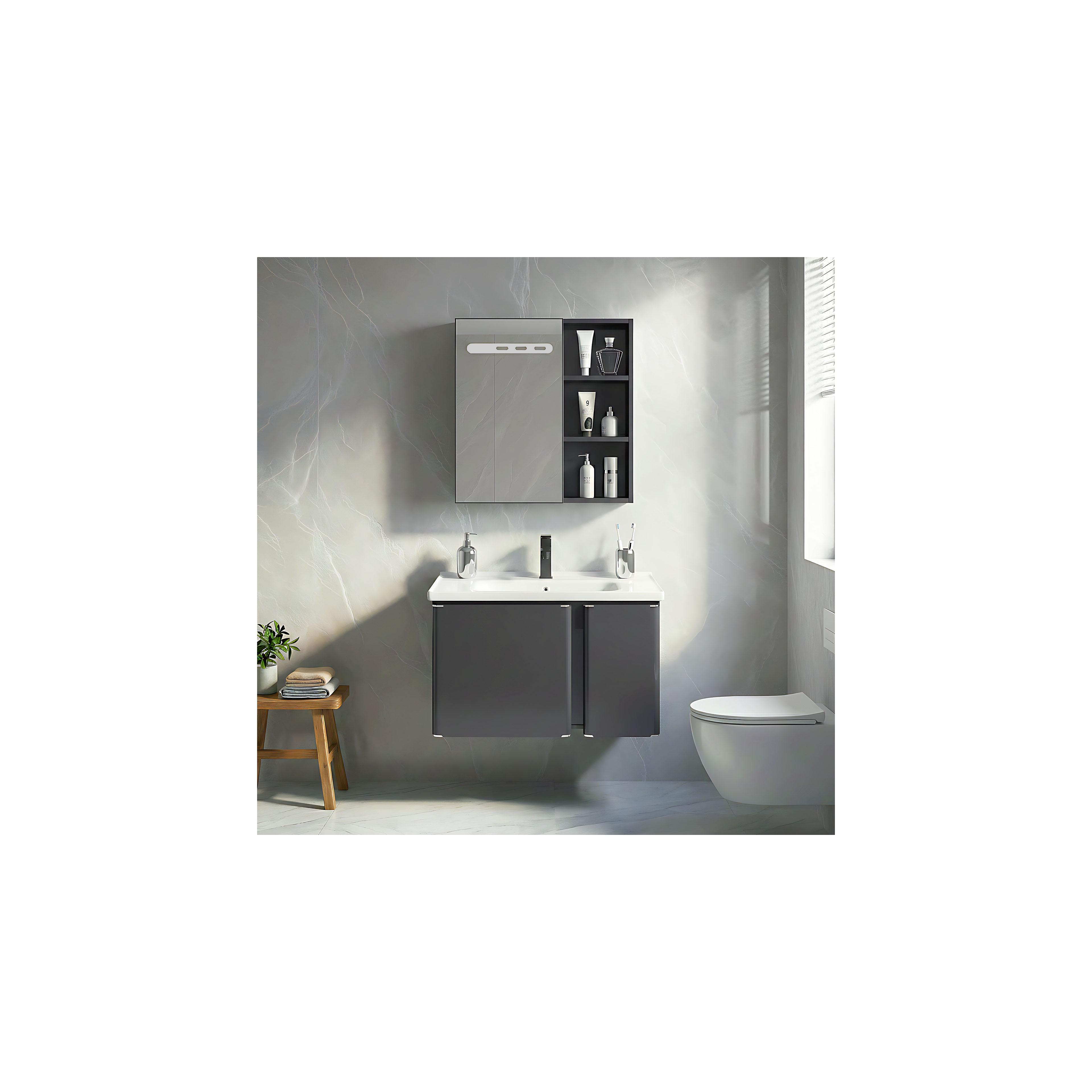 Badezimmermöbel-Set mit Waschbecken Tula 60cm Grey