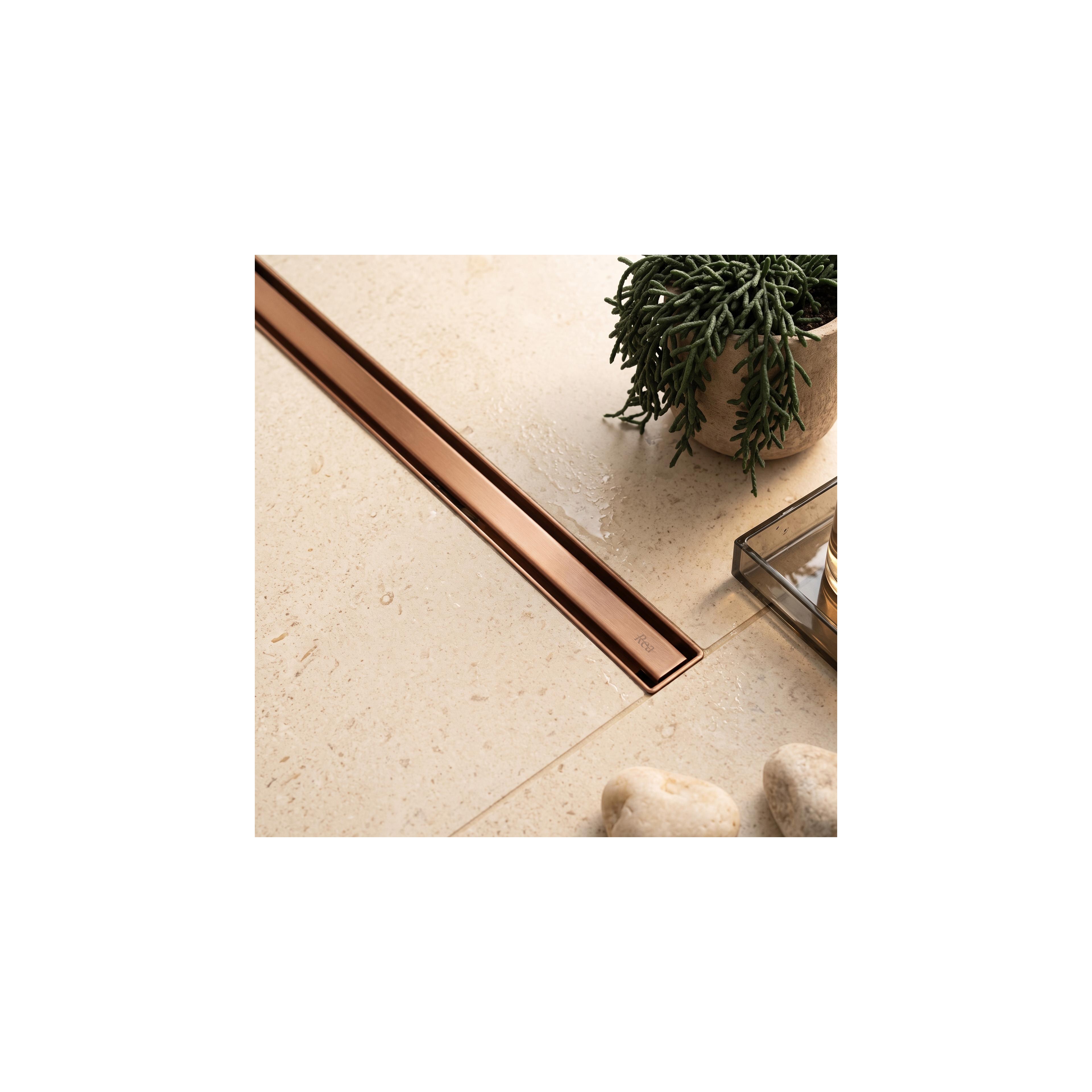 REA NEOX SLIM PRO Linear Drain Brushed Copper 70