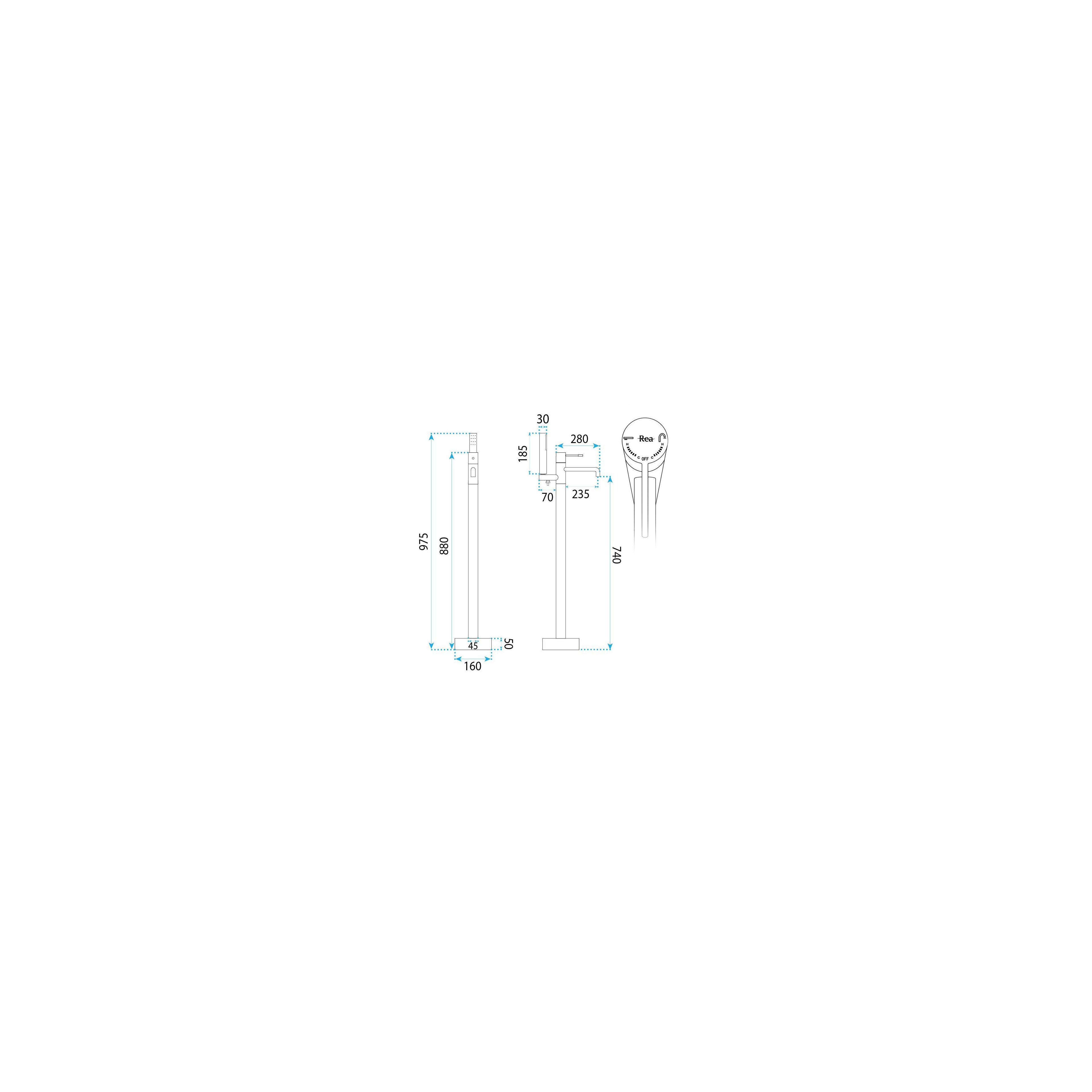 Free-standing faucet Rea Lungo Diamond Gold