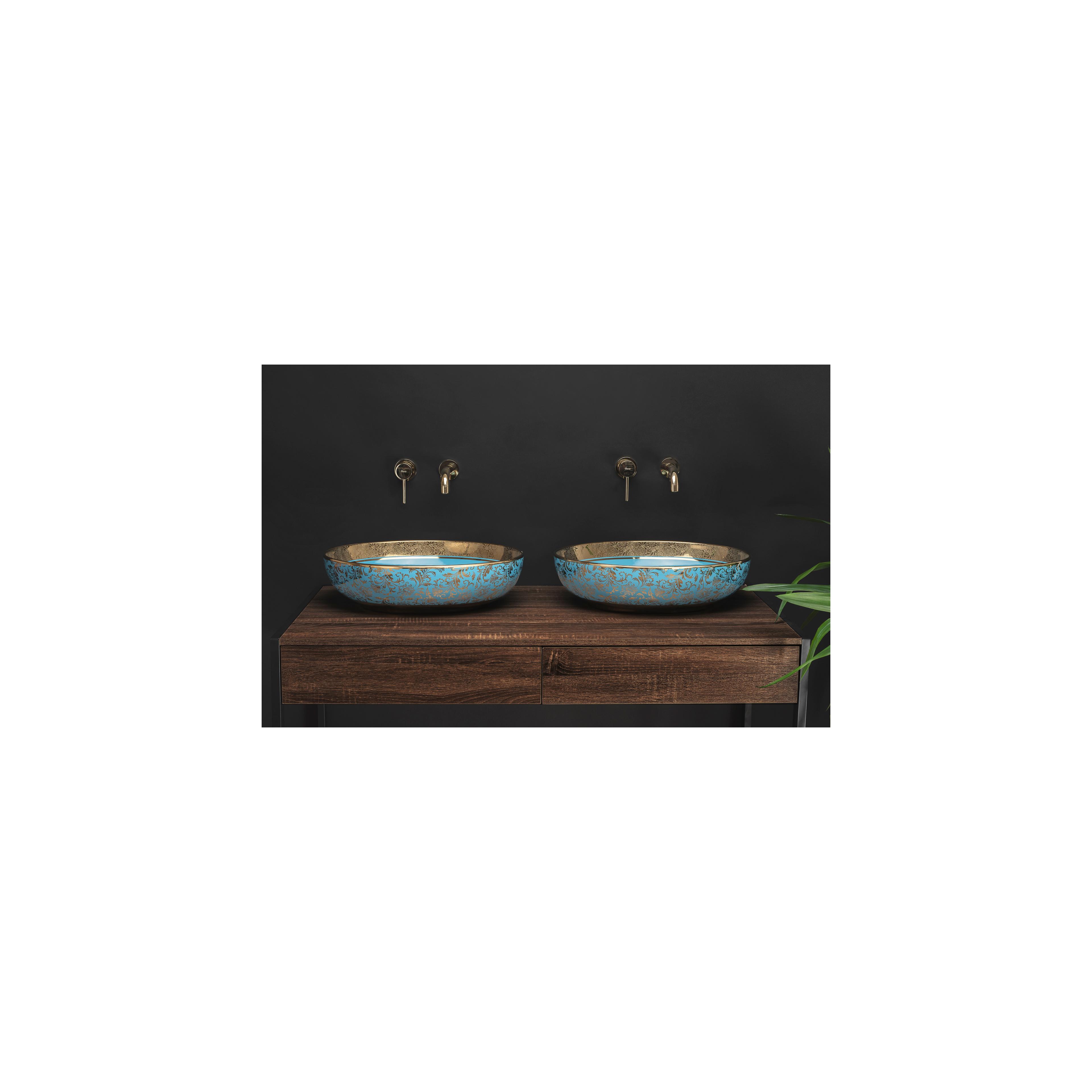 Aufsatzwaschbecken Margot gold/light blue