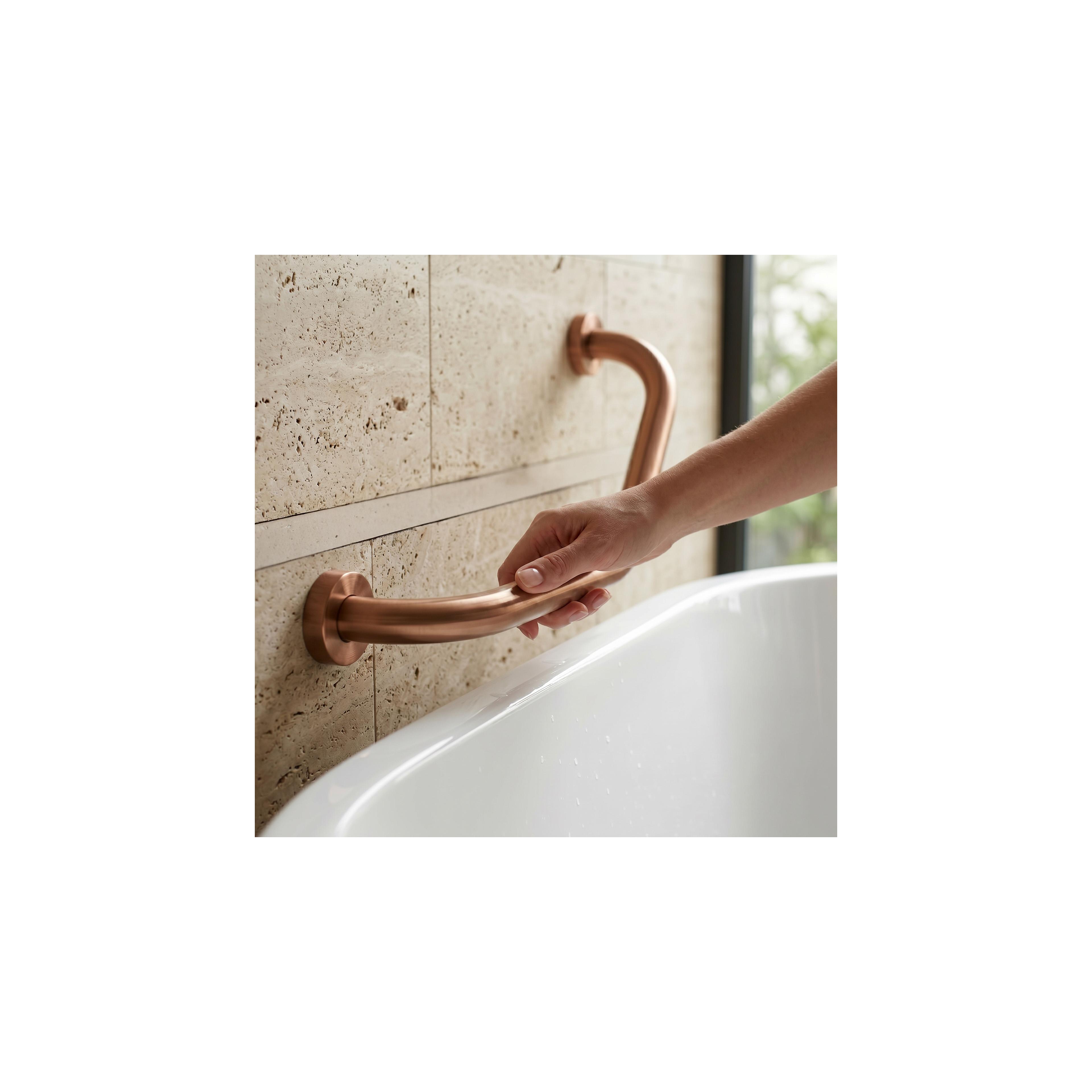 Angewinkelte Badezimmer-Haltestange BRUSH COPPER