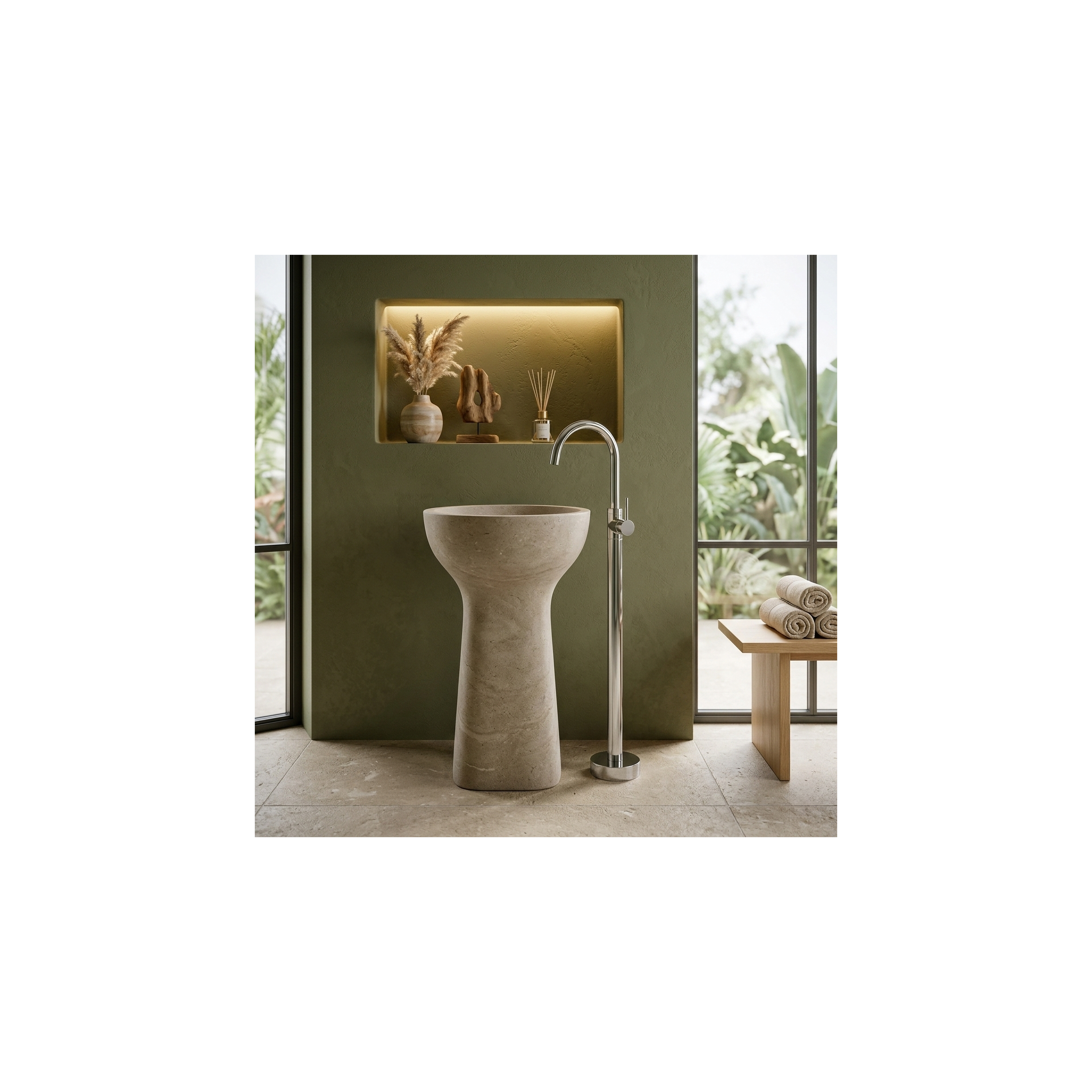 Waschbeckenarmatur freistehend Rea Lungo Chrome