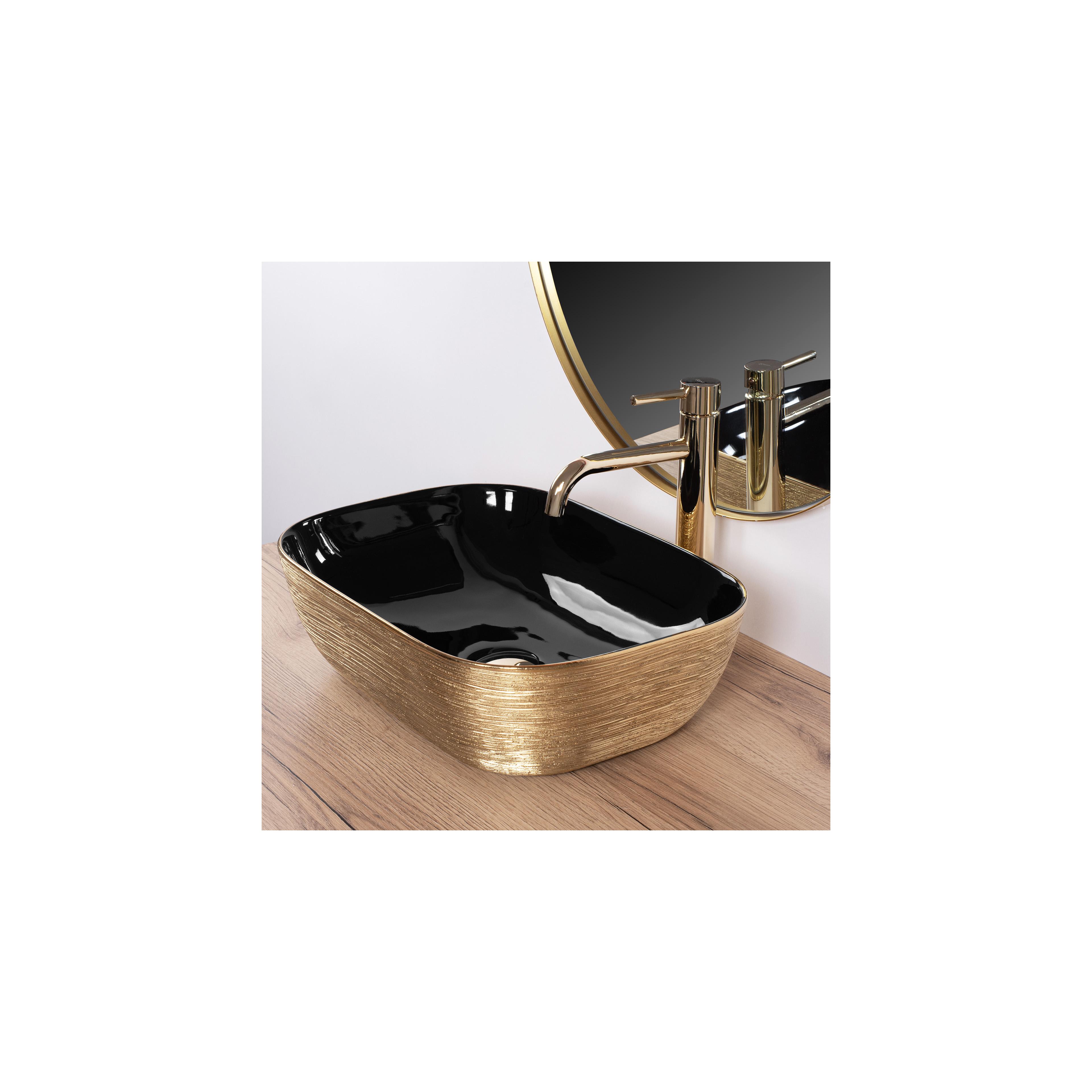 Countertop washbasin Rea Belinda BLACK  BRUSH GOLD