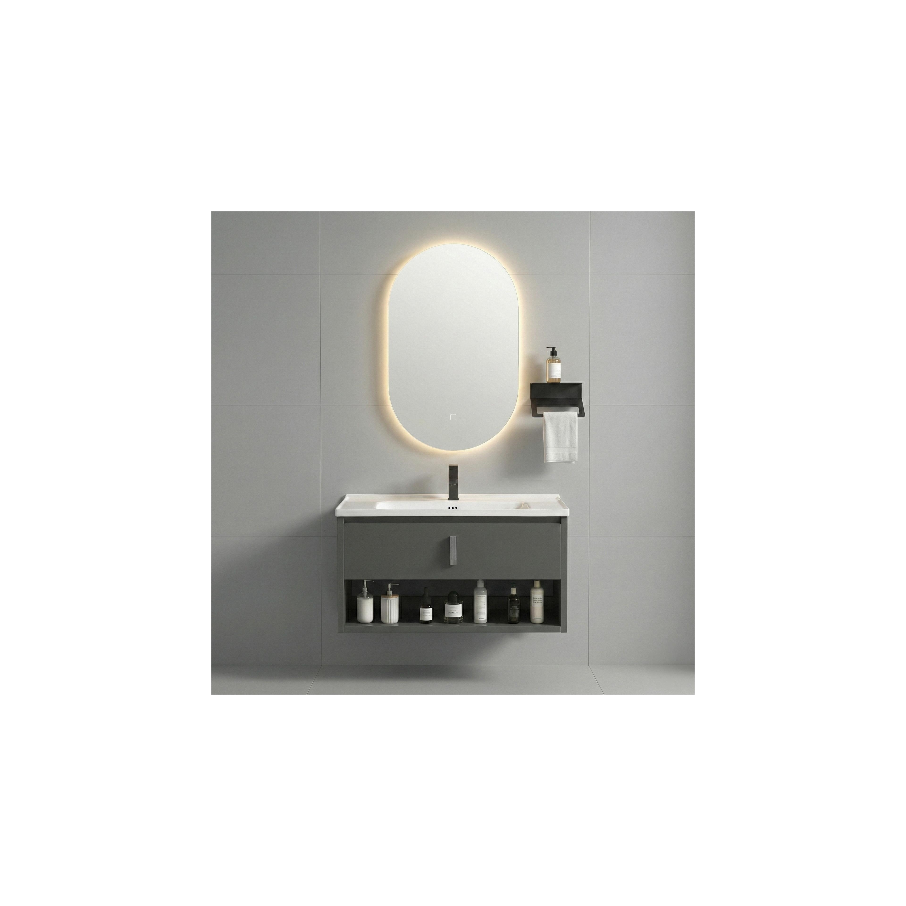 Badezimmermöbel-Set mit Waschbecken Toledo 80cm Grey