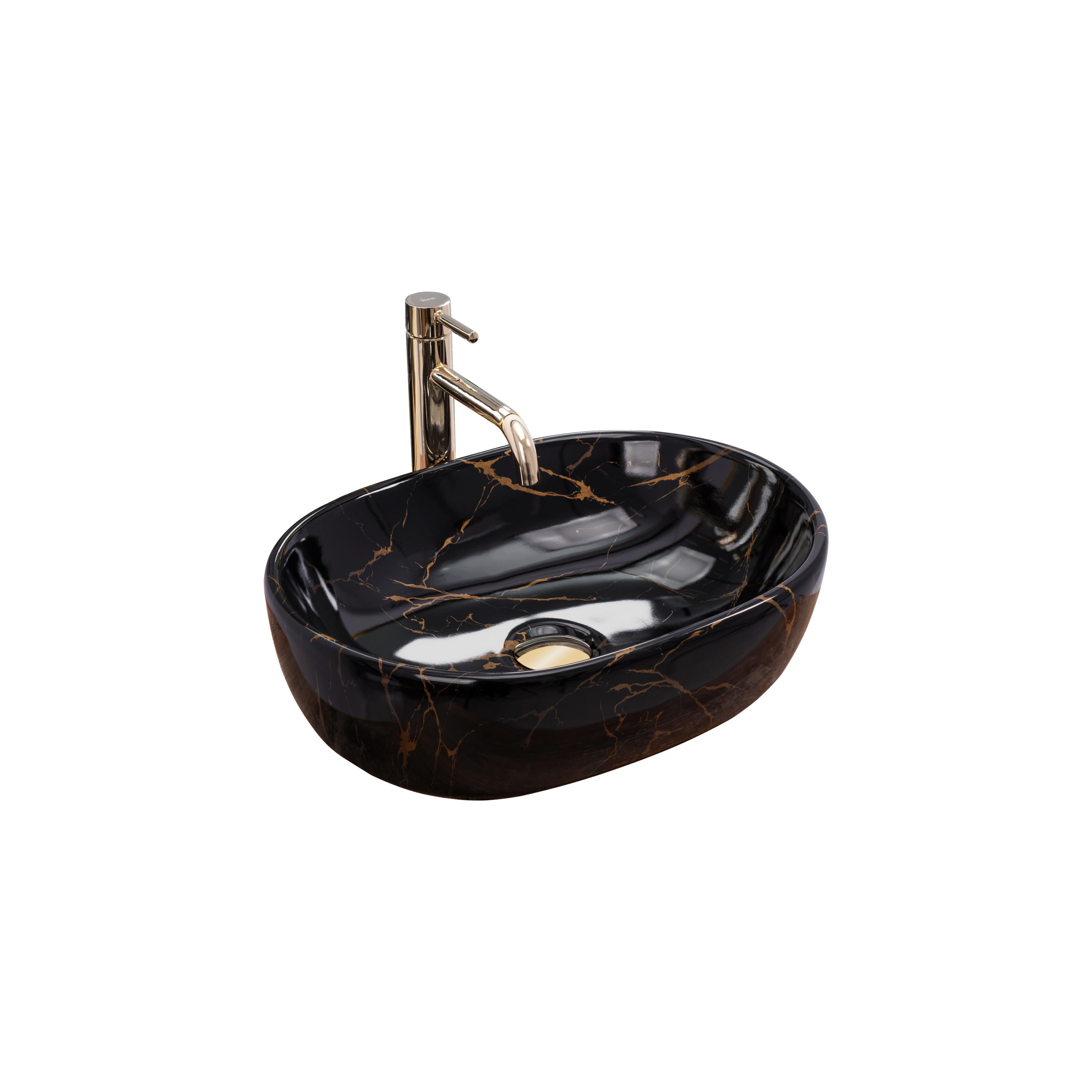 Aufsatzwaschbecken Rea Amelia Black Marble shiny