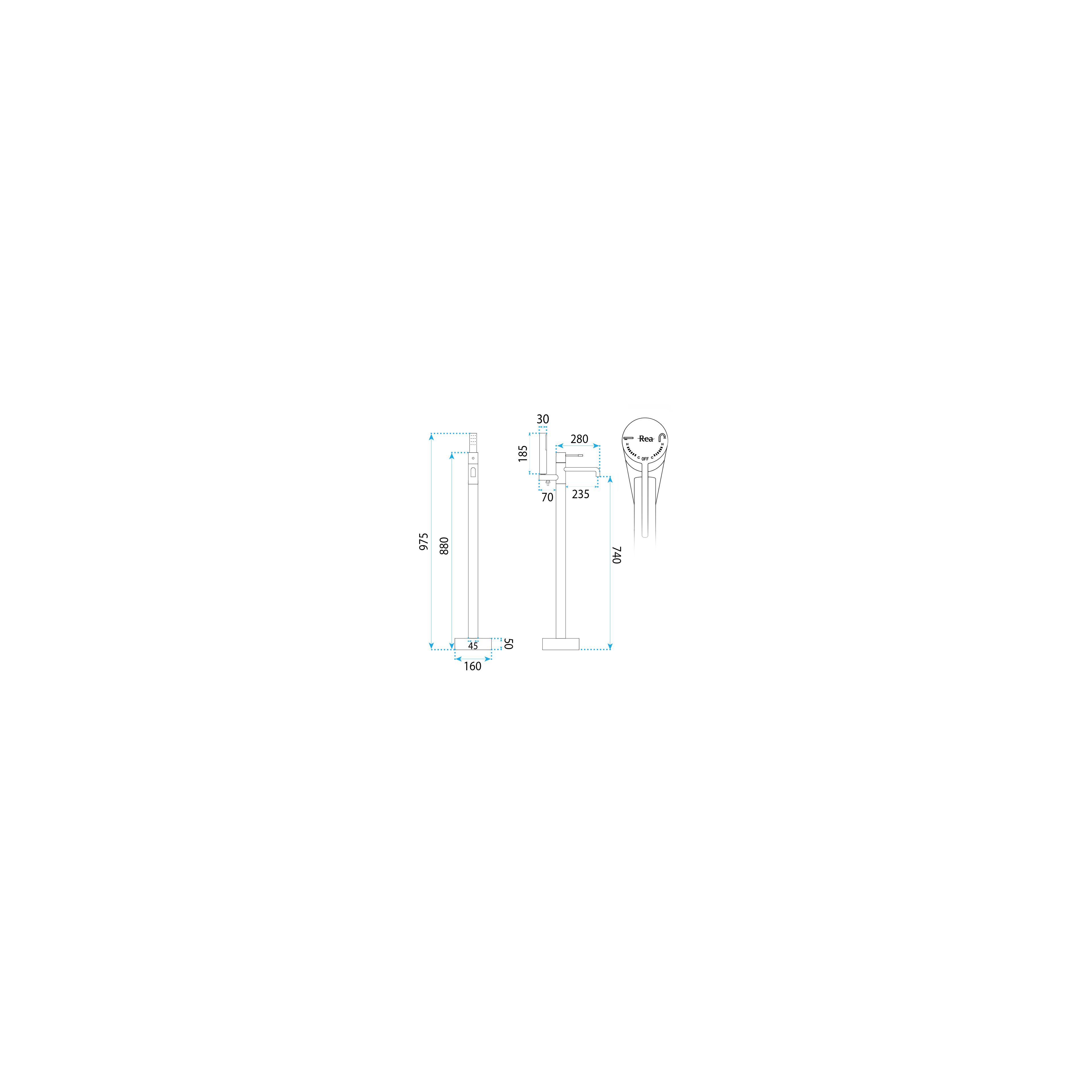 Free-standing faucet Rea Lungo Diamond Brush Copper