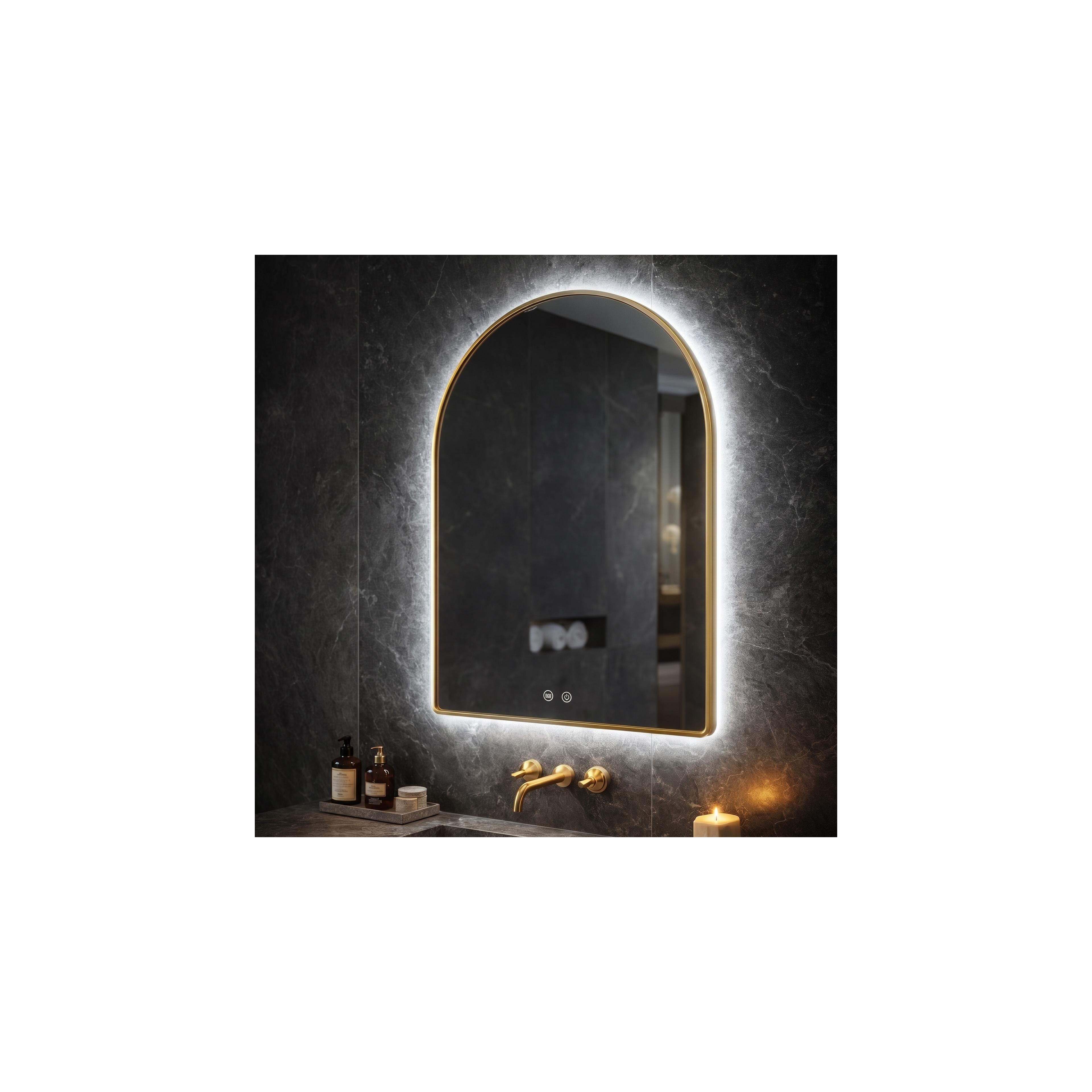 Stensko ogledalo LED 80x60cm CAMLOT Brush Gold