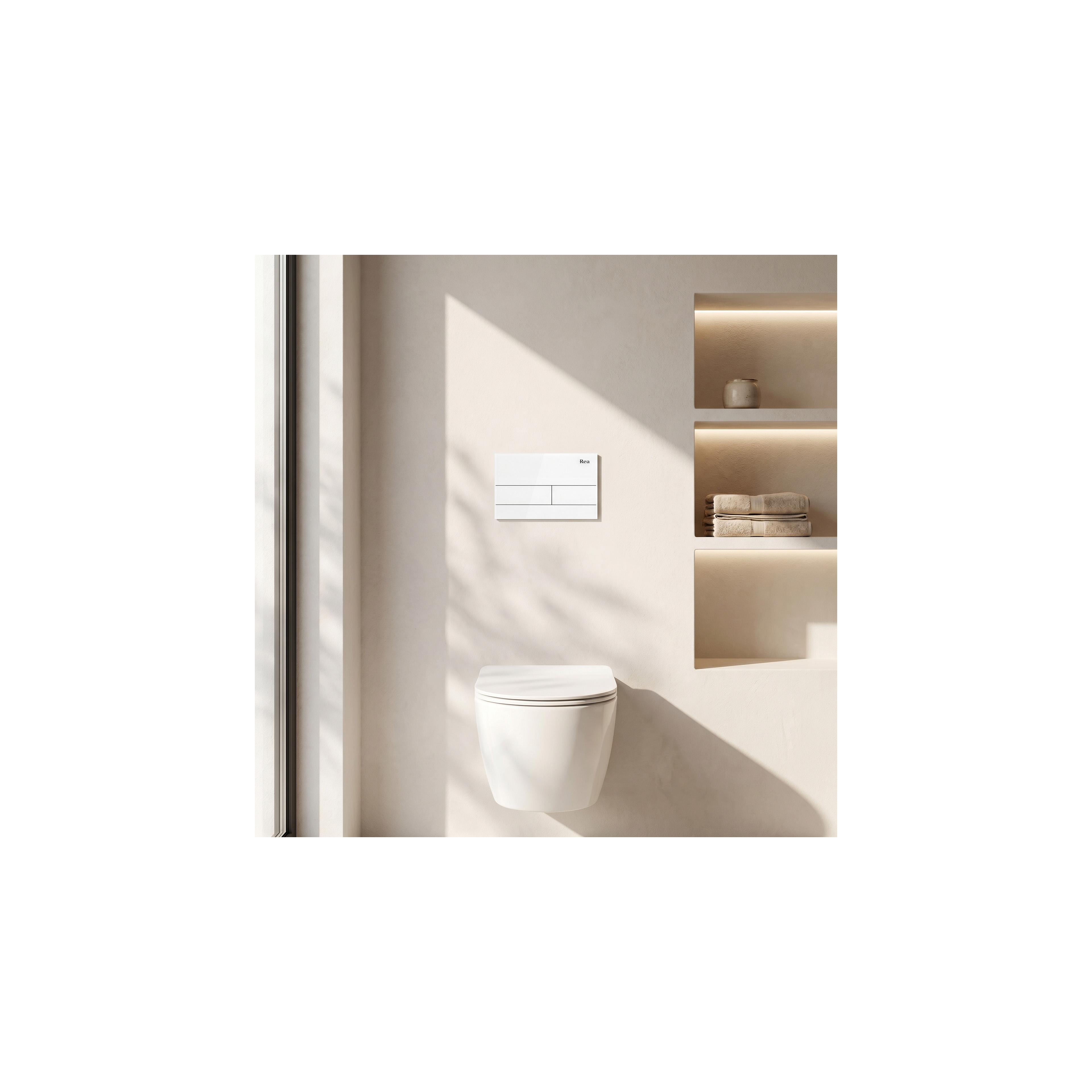 Inbyggnadsram Set för WC Slim 024N med T White Glass Spolknapp
