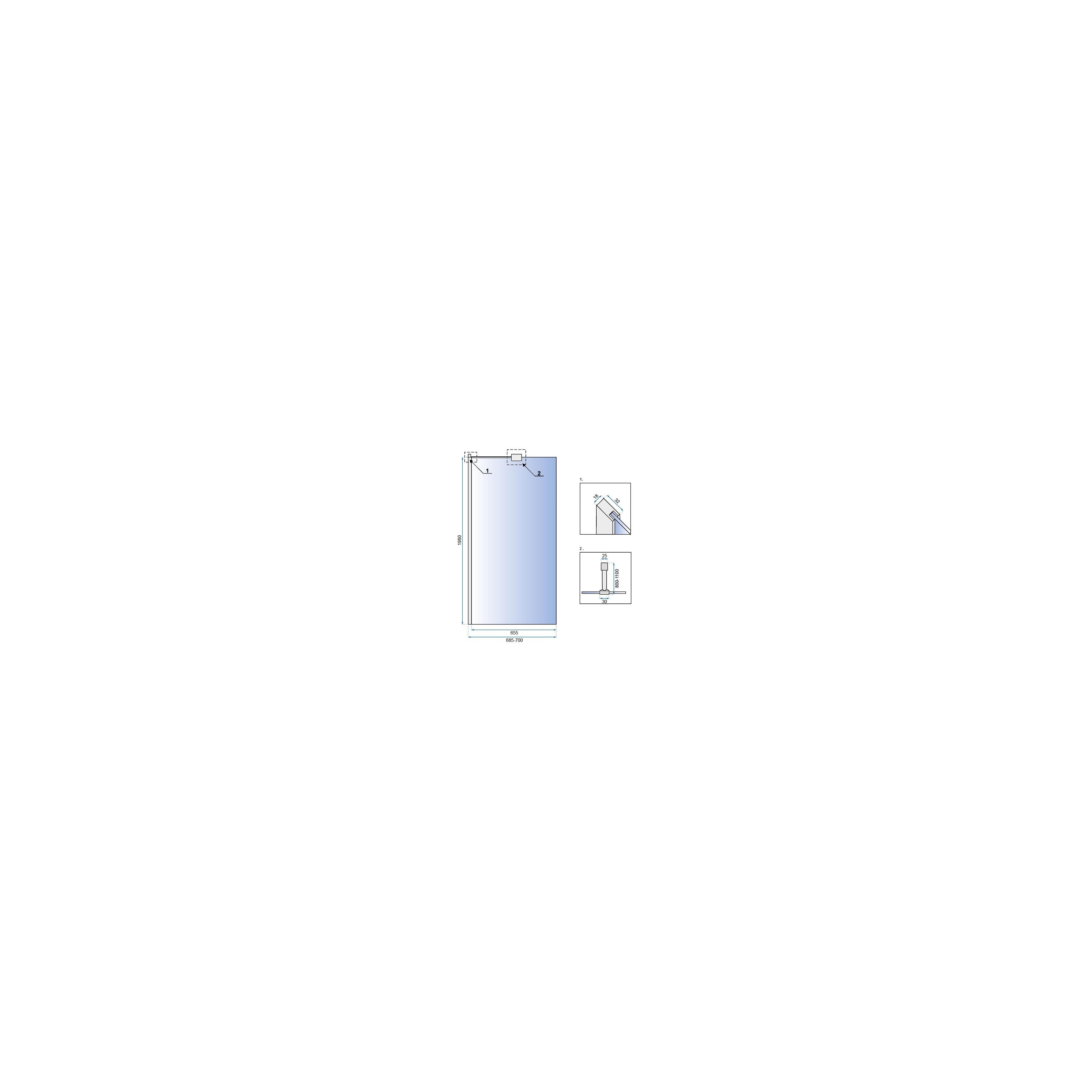 Parete doccia Rea Aero N 70 Transparent